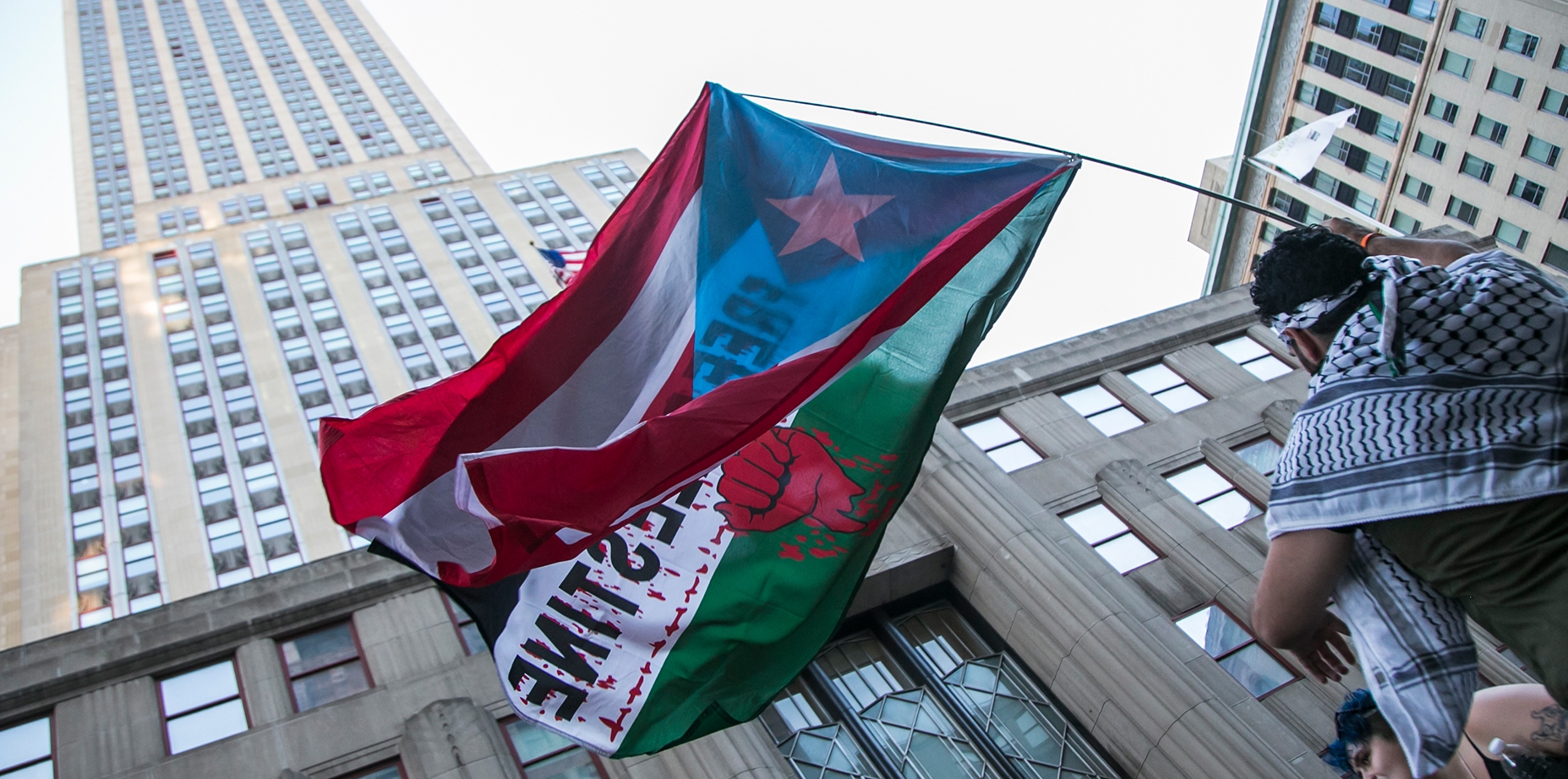 Pro-Palestinian protesters gather during a demonstration on June 15, 2021 in New York City. (Photo by Pablo Monsalve/VIEWpress via Getty Images)