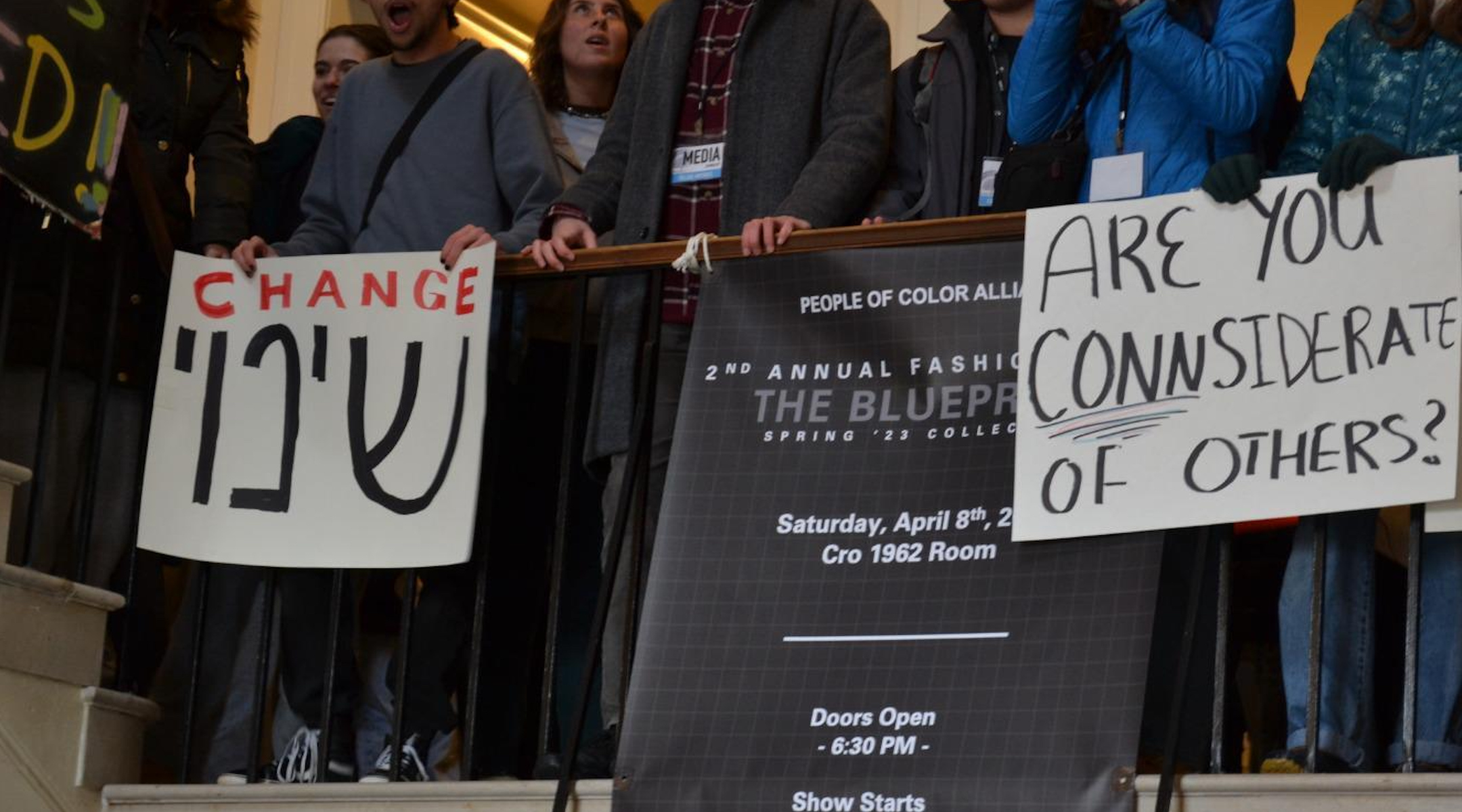 Connecticut College students are protesting against their school’s president, Kathy Bergeron, who had been scheduled to speak at a venue with an antisemitic and racist history. (Courtesy of Hannah Foley/The College Voice)