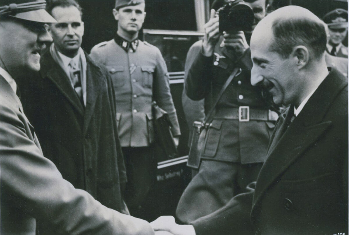 Adolf Hitler receives King Boris III of Bulgaria at his headquarters on April 25, 1941.