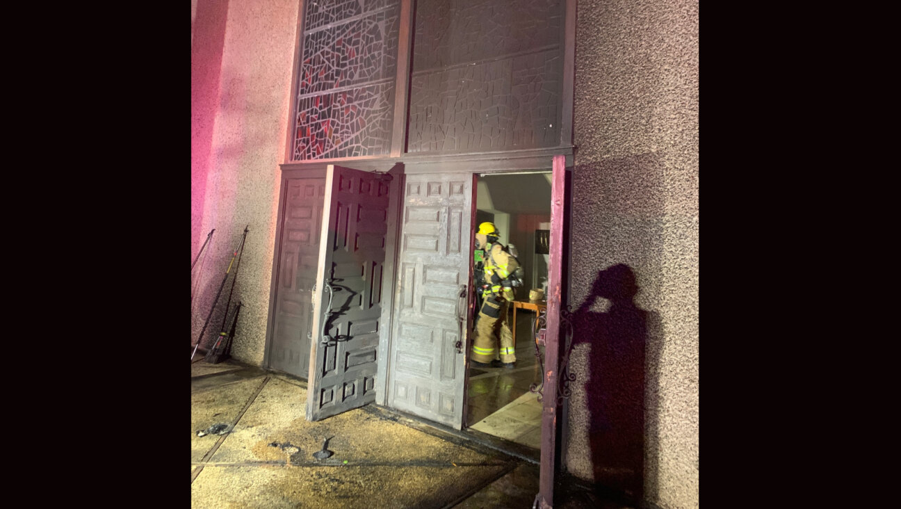 A fire at Congregation Beth Israel in Austin, Texas set on Sunday, Oct. 31, 2021 damaged the sanctuary, historic front doors and stained glass windows at the Reform synagogue. (Austin Fire Department)