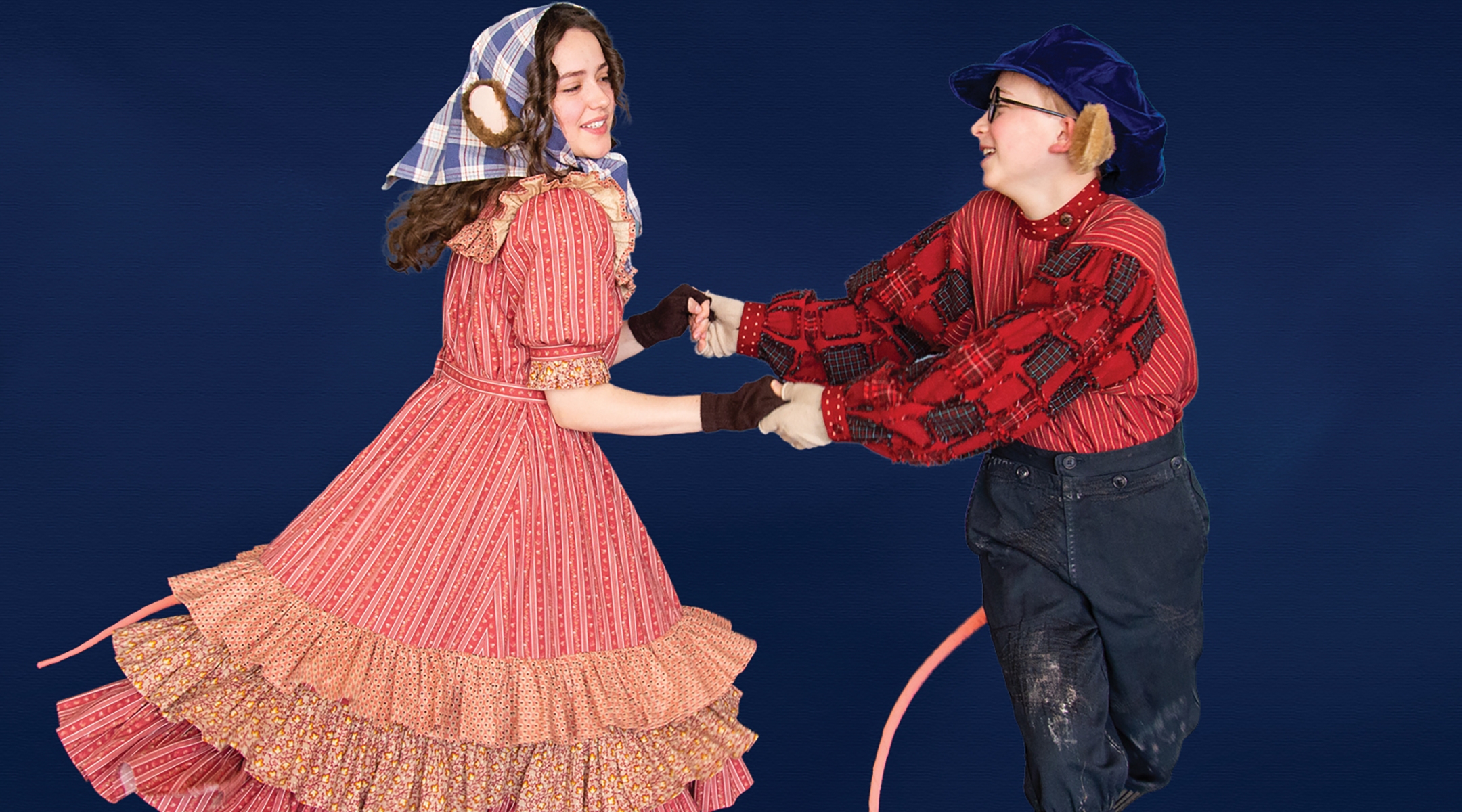 Lillian Hochman as Tanya and Matthew Woody as Fievel in <i>An American Tail</i> at Children's Theatre Company.