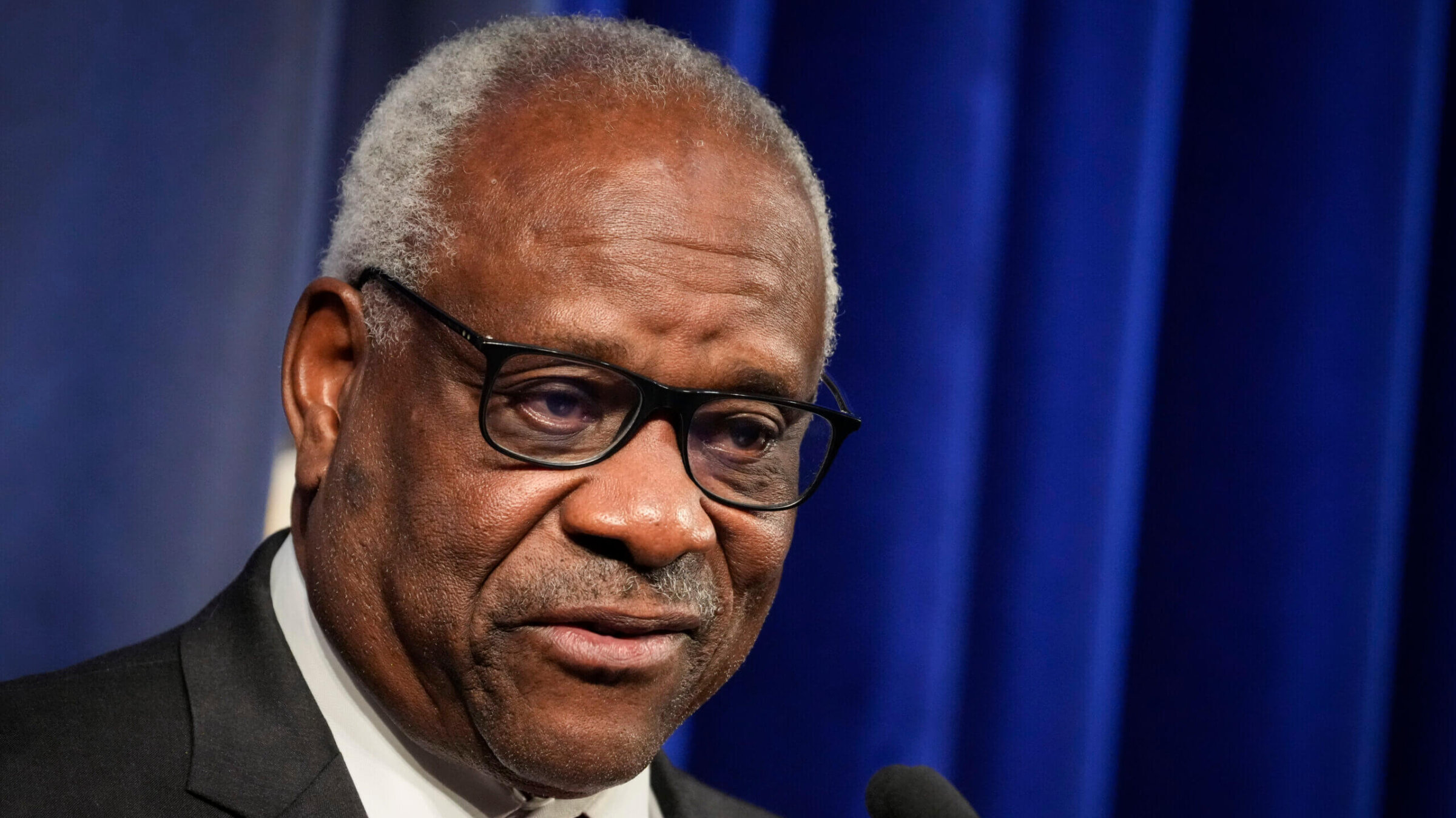 Associate Supreme Court Justice Clarence Thomas speaks at the Heritage Foundation on October 21, 2021, in Washington, D.C. Justice Thomas' friendship with billionaire Republican donor Harlan Crow, collector of Nazi artifacts, has recently come under scrutiny.