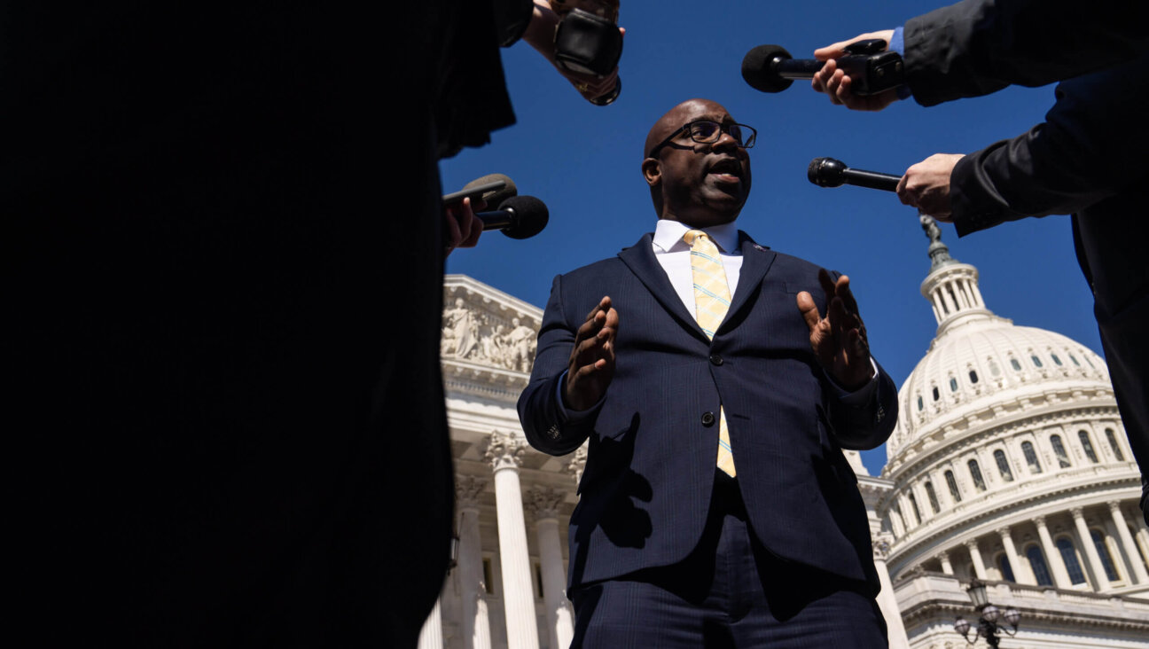 Representative Jamaal Bowman speaks outside the U.S. Capitol in Washington, D.C.