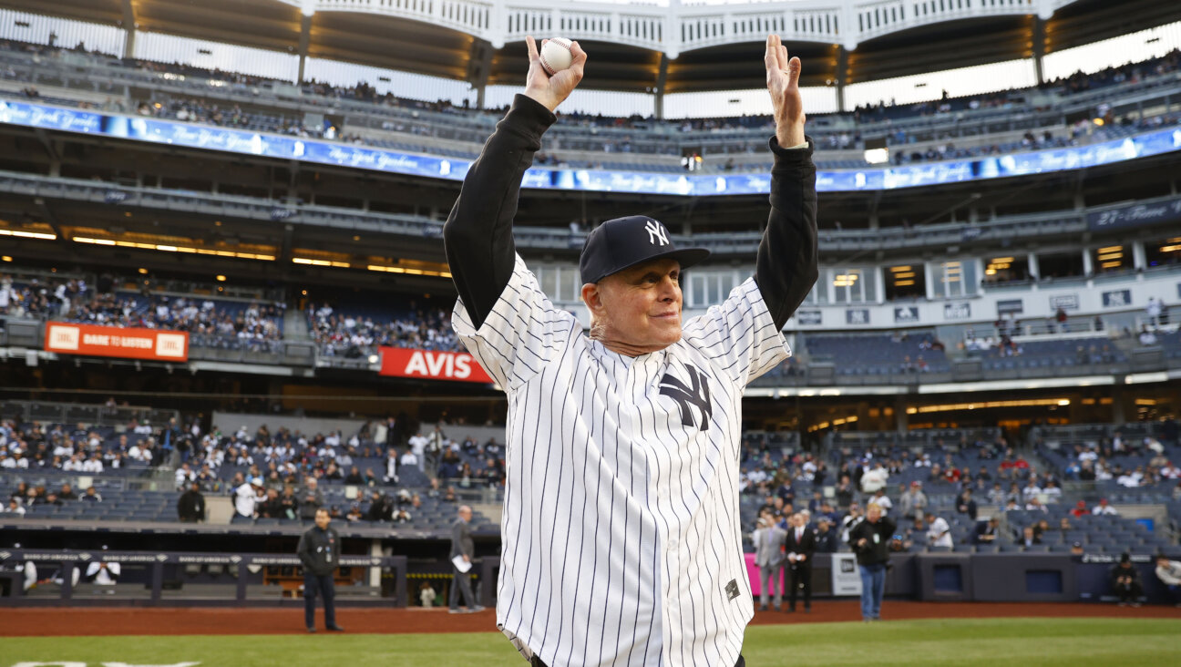 Ron Blomberg throws out the ceremonial first pitch against the Philadelphia Phillies at Yankee Stadium on April 3, 2023.