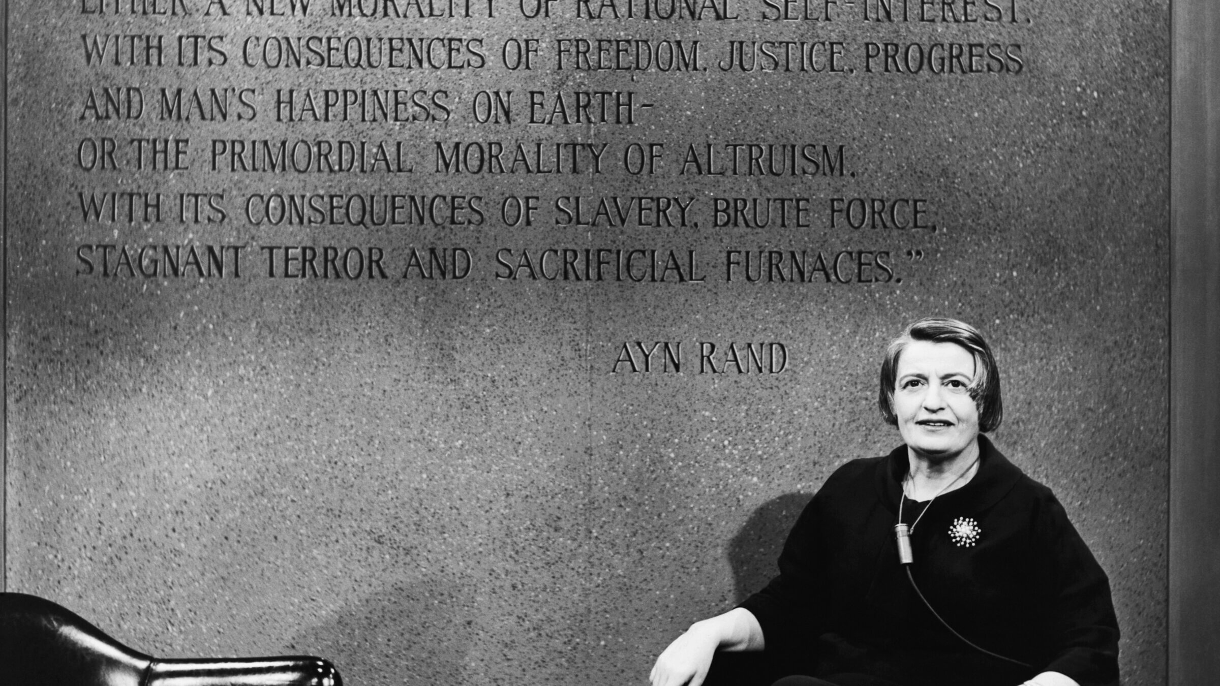 Ayn Rand on the set of <i>The Today Show</i>, 1961.