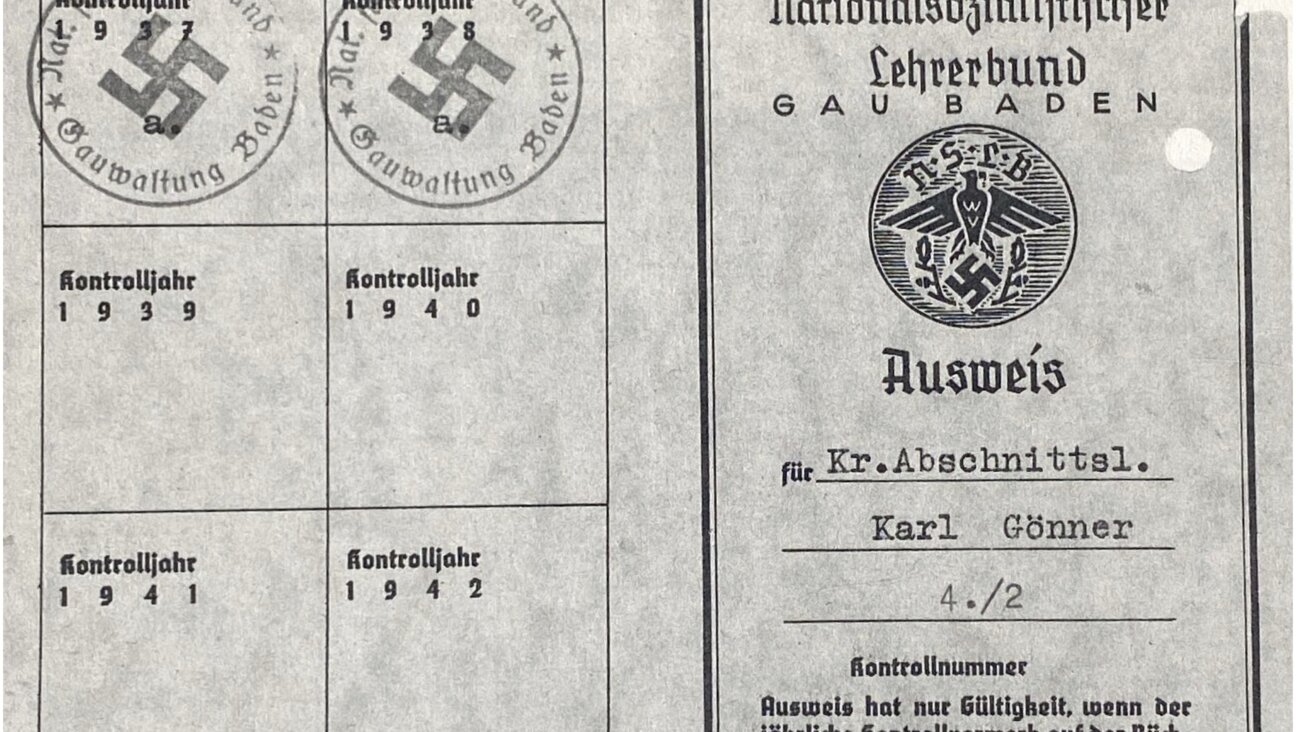 The Nazi membership card of Karl Gönner, who was Burkhard Bilger's maternal grandfather.