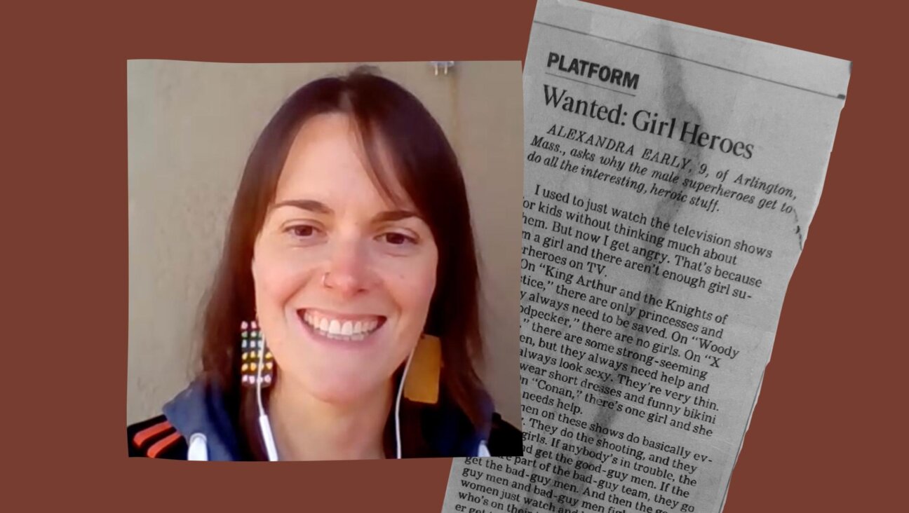 Alex Early, 38, via Zoom, and the Los Angles Times column she wrote at age 9. (Collage by Matthew Litman)