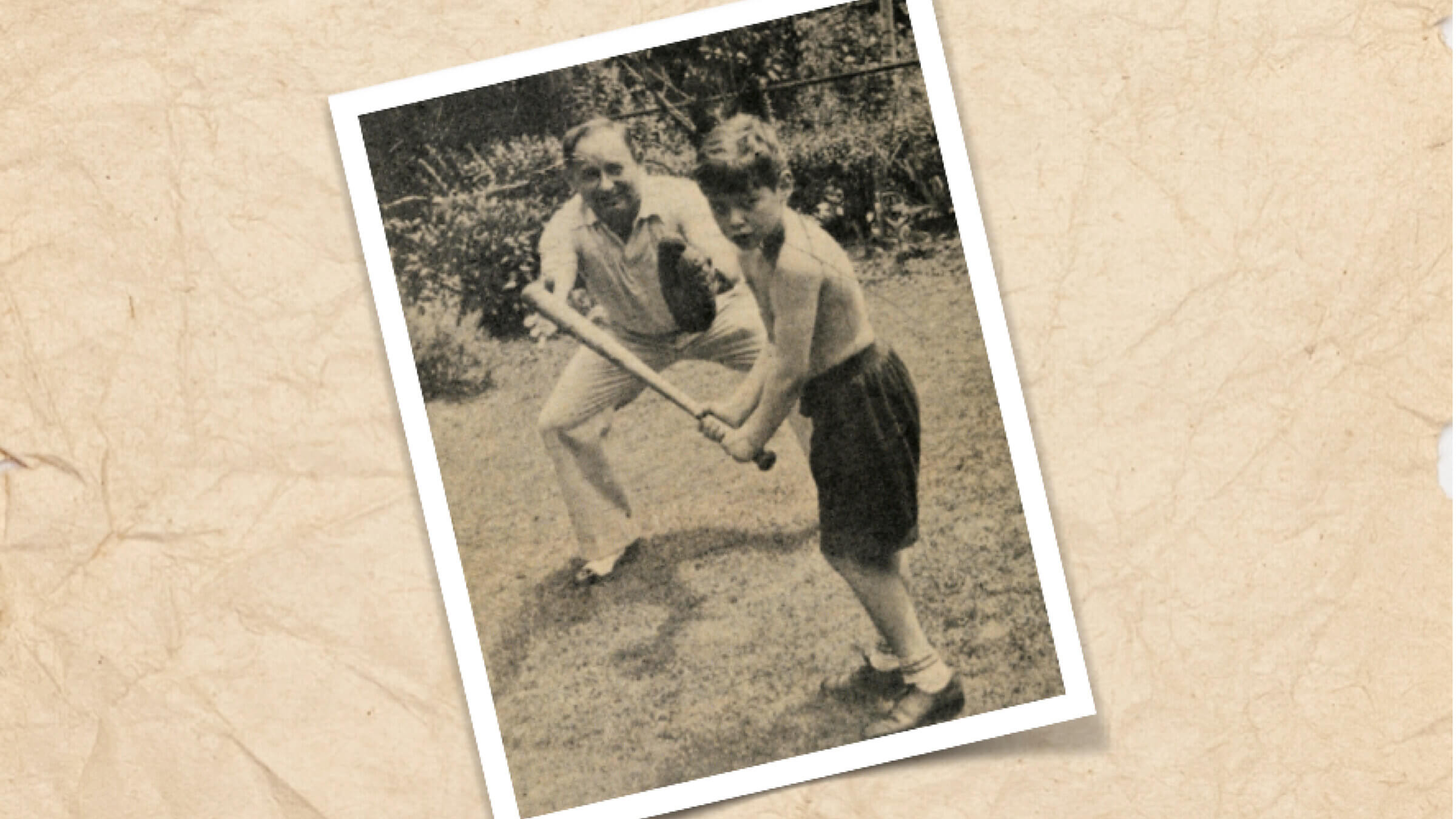 Jerry Izenberg, at bat, with his father Harry Izenberg.