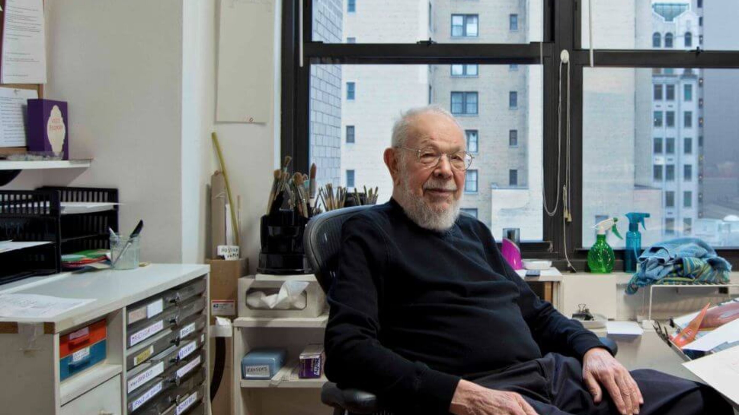 Al Jaffee in his studio in 2016.