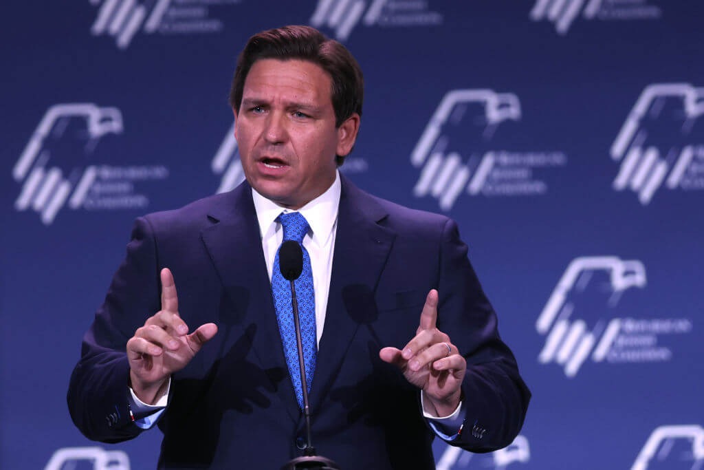 Florida Gov. Ron DeSantis at last year's Republican Jewish Coalition conference in Las Vegas. (Getty)