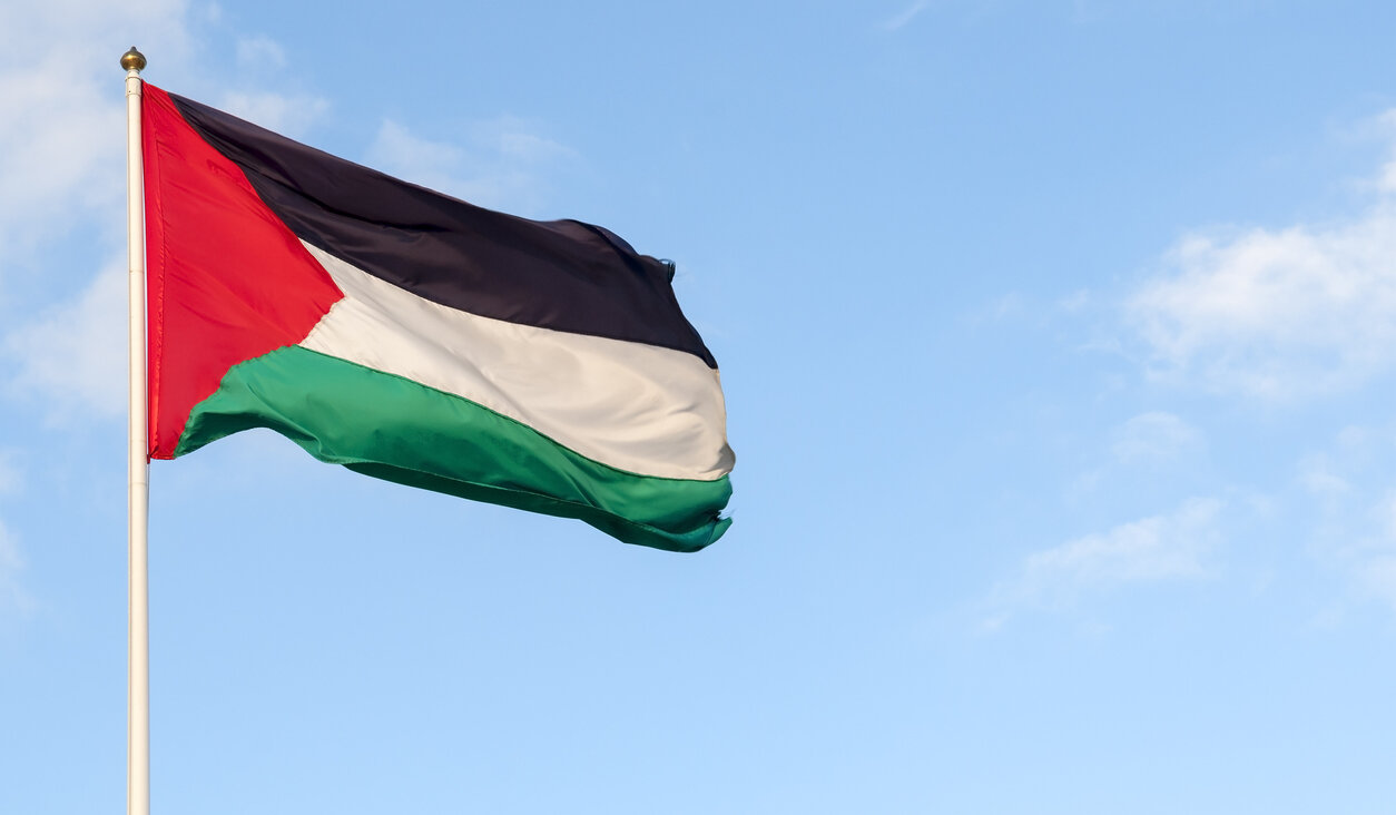 A Palestinian flag in the West Bank. (iStock)