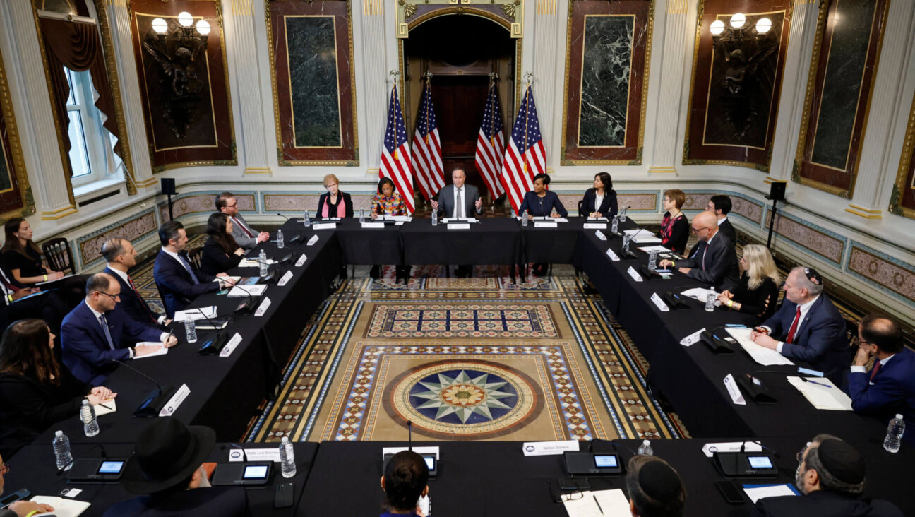 Second gentleman Douglas Emhoff (C), husband of Vice President Kamala Harris, delivers remarks during a roundtable about the rise of antisemitism in the Indian Treaty Room at the Eisenhower Executive Office Building on December 07, 2022 in Washington, DC. Jewish leaders and members of the Biden Administration discussed the recent rise in antisemitic threats and violence and what the White House is doing to combat it.  