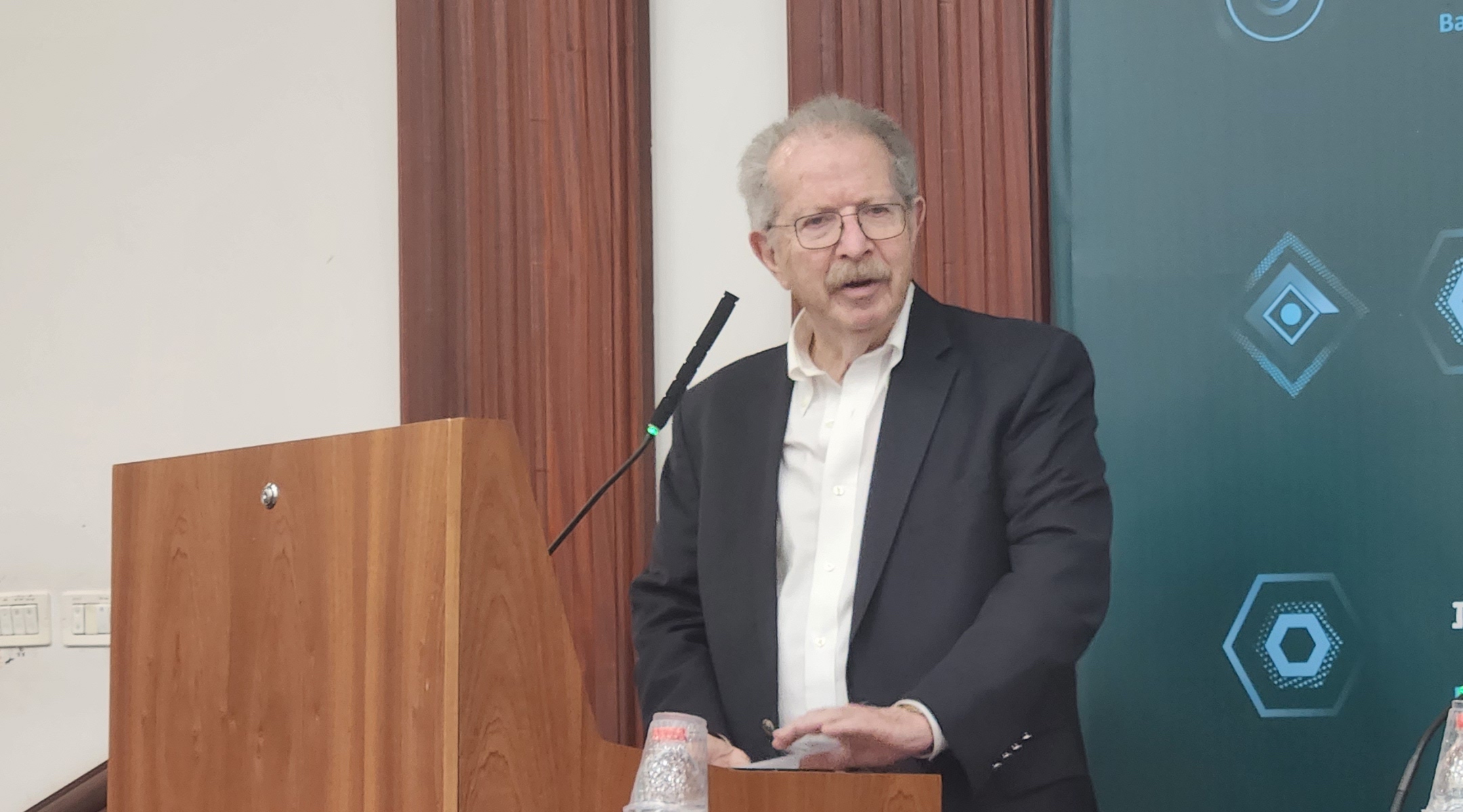 Historian and attorney Menachem Rosensaft speaks at a conference on Bulgaria and the Holocaust, May 23, 2023. (Travis Wade)