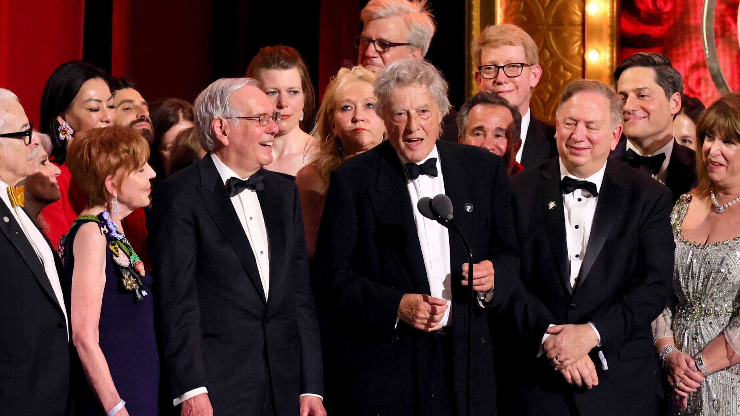 Tom Stoppard accepts his award for <i>Leopoldstadt.</i>