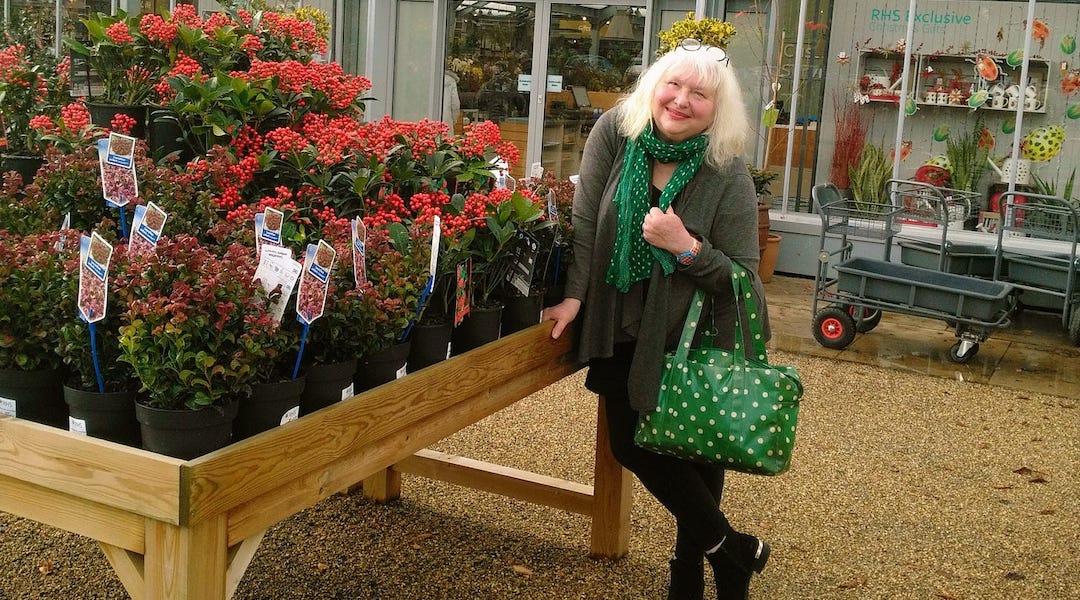 Marlena Spieler wrote that she carried her signature green and white polkadot handbag “to most corners of the world.” (Roving Feast, Substack)