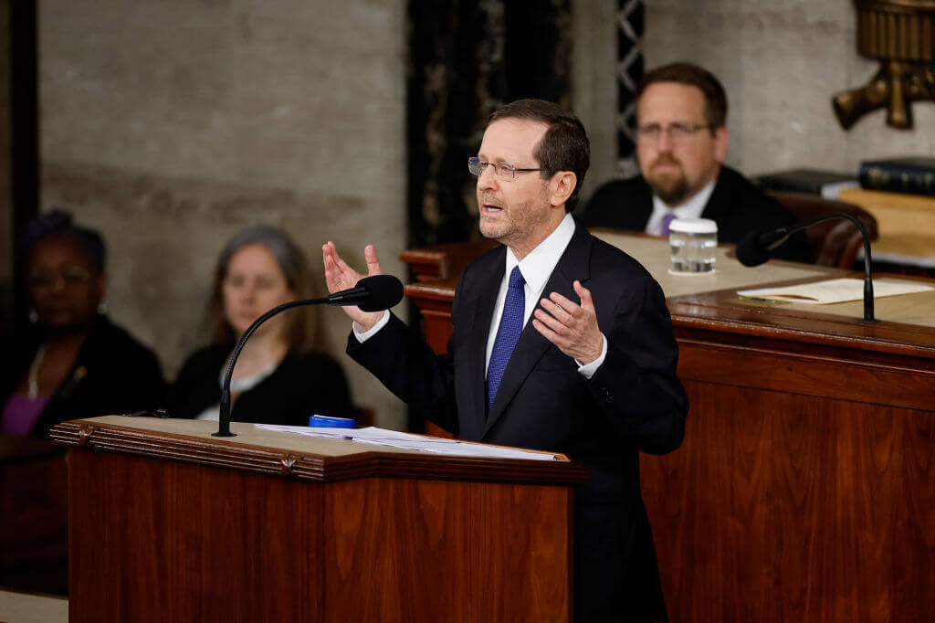 Israeli President Isaac Herzog addresses Congress on July 19, 2023.