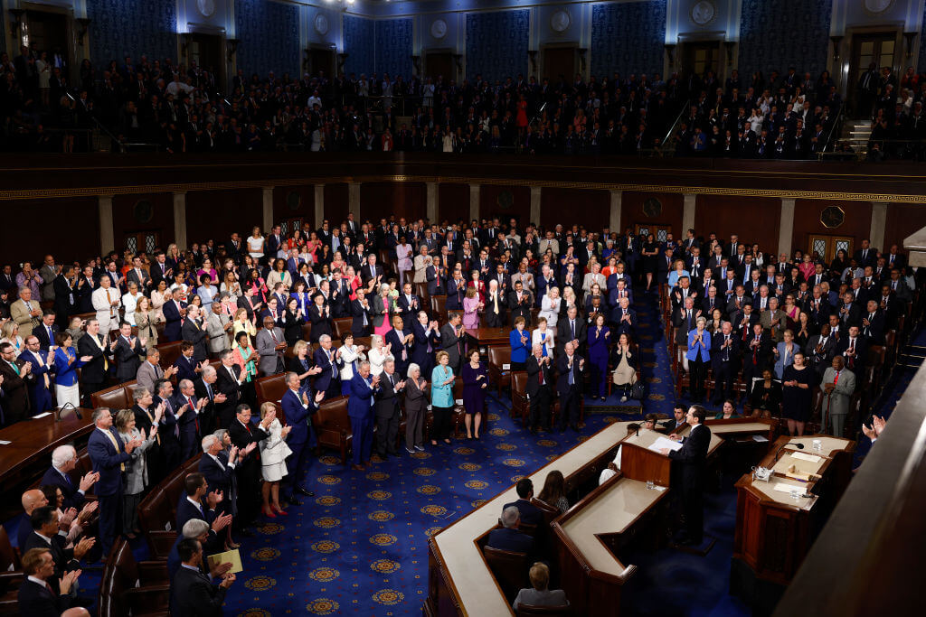 Israeli President Isaac Herzog addresses a joint meeting of the U.S. Congress at the U.S. Capitol on July 19, 2023.