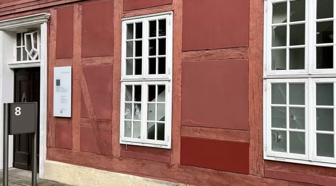 Windows at the Foundation for Memorial Sites in Lower Saxony, in the town of Celle, Germany, were found vandalized, Aug. 15, 2023. (Foundation for Memorial Sites in Lower Saxony)