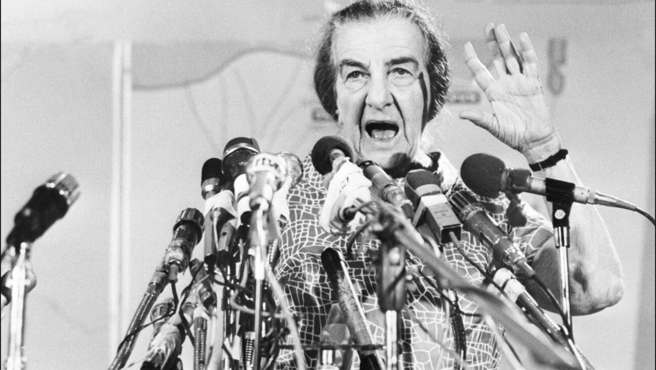 Golda Meir at a 1973 radio address after the Yom Kippur War. 