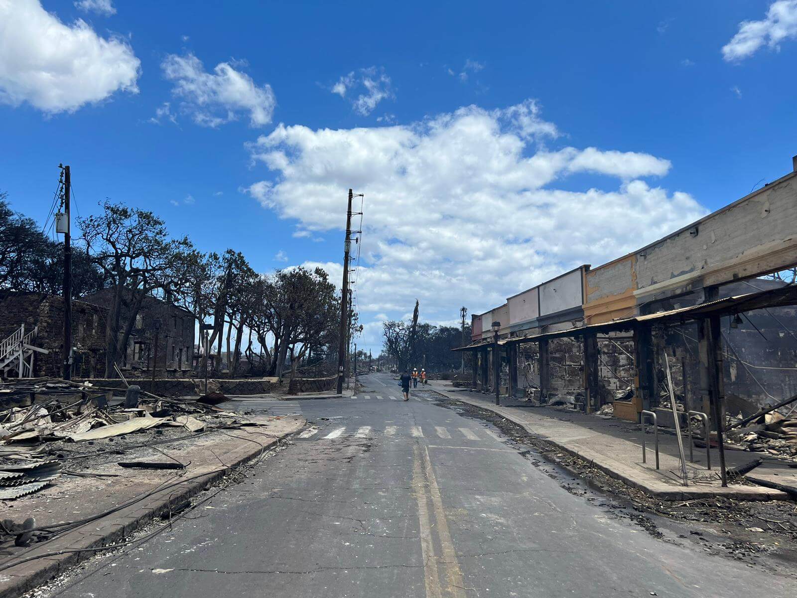 A photo by Rabbi Mendel Zirkind of the damage in Lahaina, Maui.