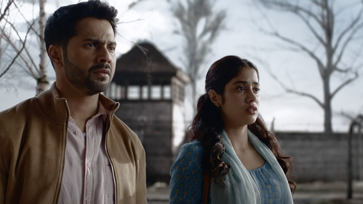 Varun Dhawan, left, and Janhvi Kapoor in a Bollywood romance that some say trivializes the Holocaust. (Courtesy)