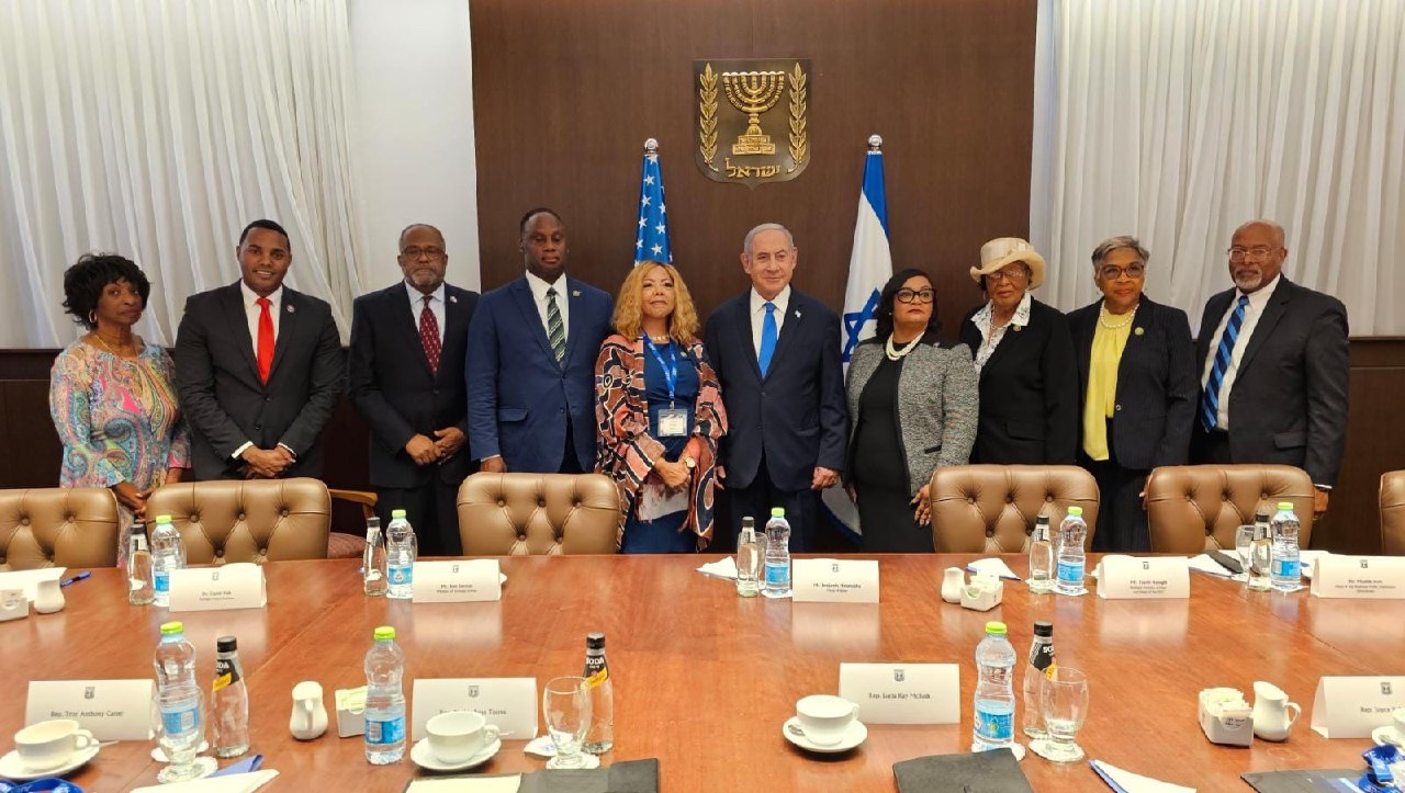 Israeli Prime Minister Benjamin Netanyahu meets with 10 members of the Congressional Black Caucus at his office in Jerusalem, Sept. 3, 2023.