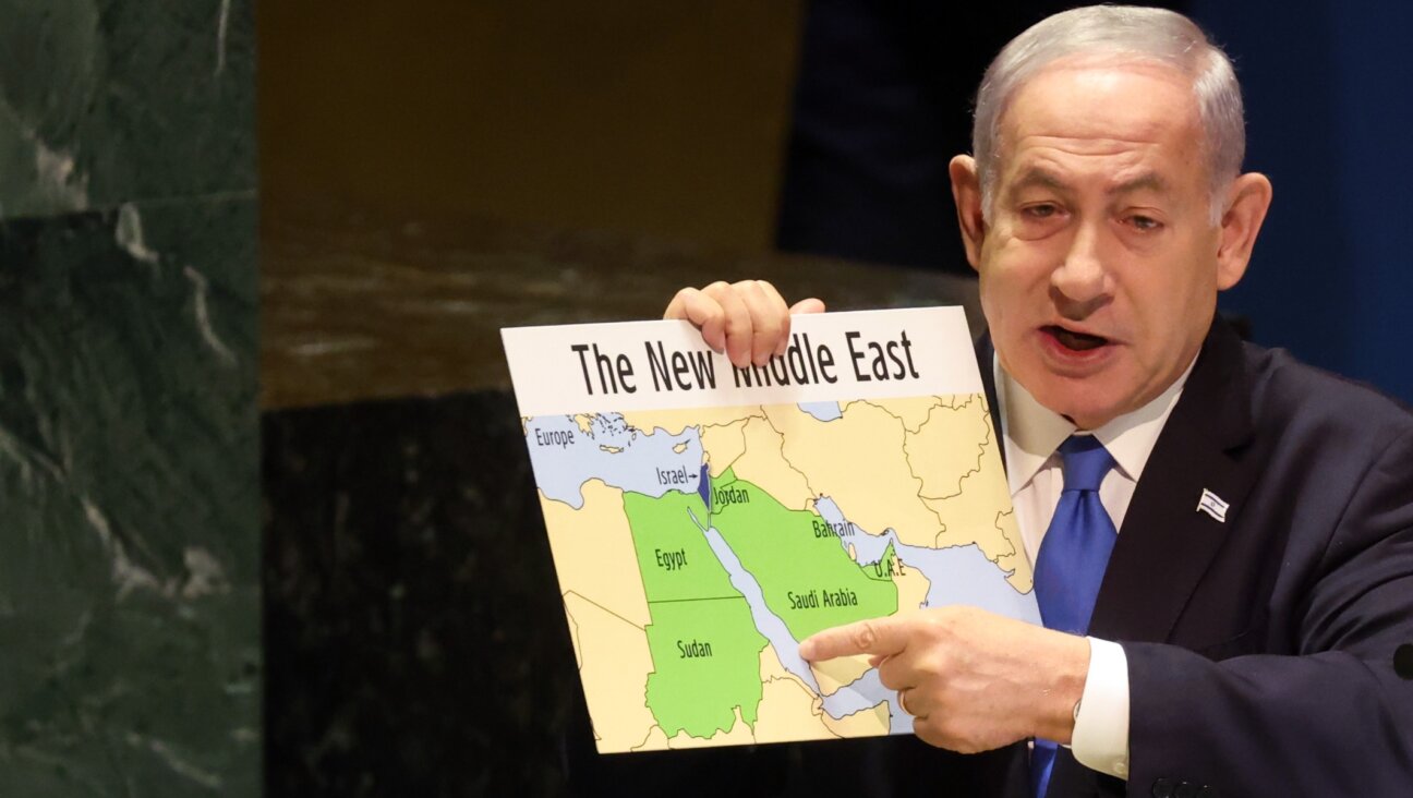 Prime Minister Benjamin Netanyahu addresses world leaders during the United Nations General Assembly in New York City, Sept. 22, 2023. (Spencer Platt/Getty Images)