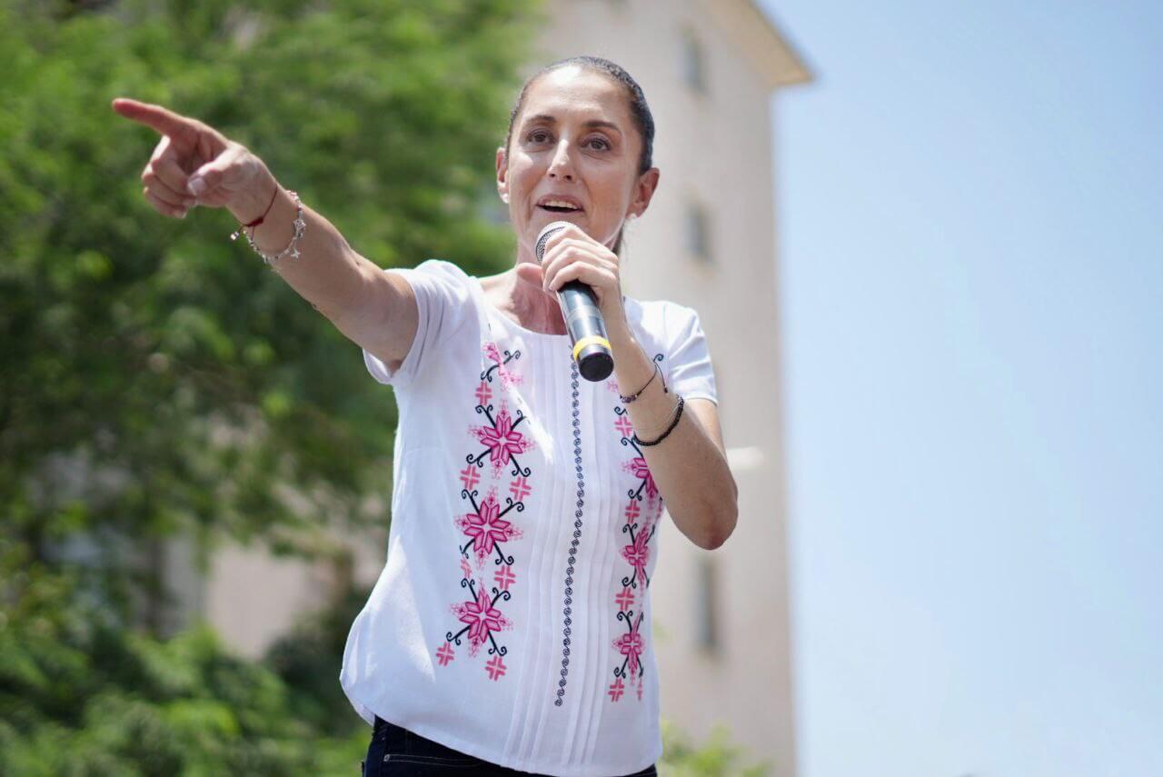 Claudia Sheinbaum, the presidential candidate for Mexico's governing Morena party, speaks to the public at an event in Torreón, Coahila, Mexico.