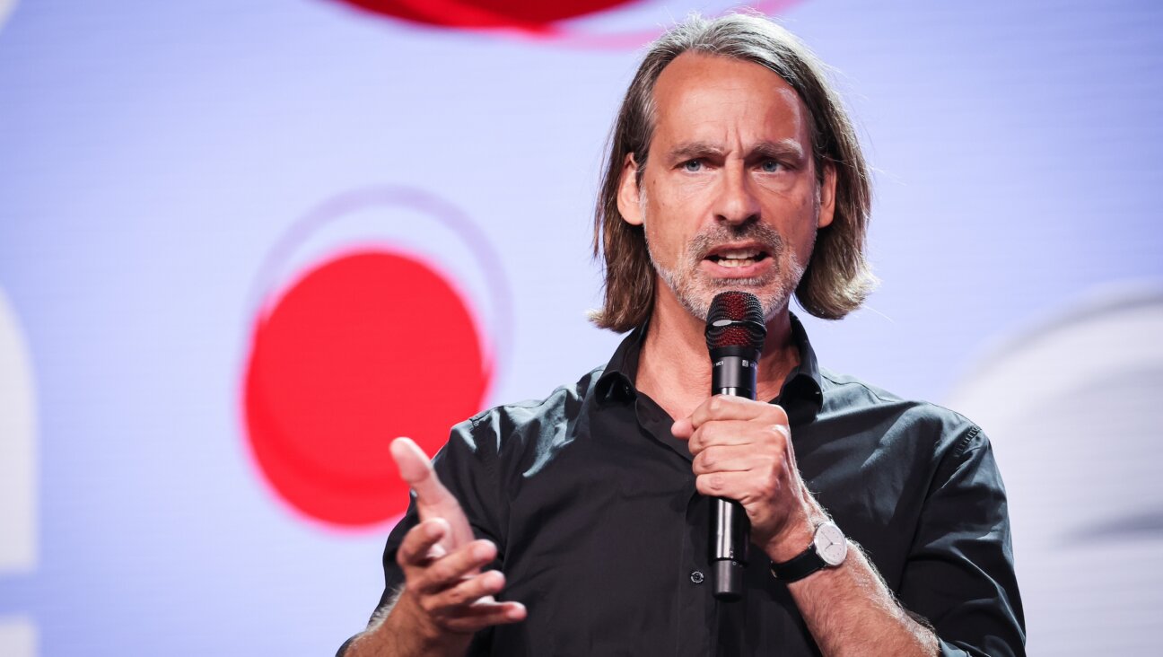 Richard David Precht talks at a trade show in Hamburg, Germany, May 9, 2023. (Christian Charisius/picture alliance via Getty Images)