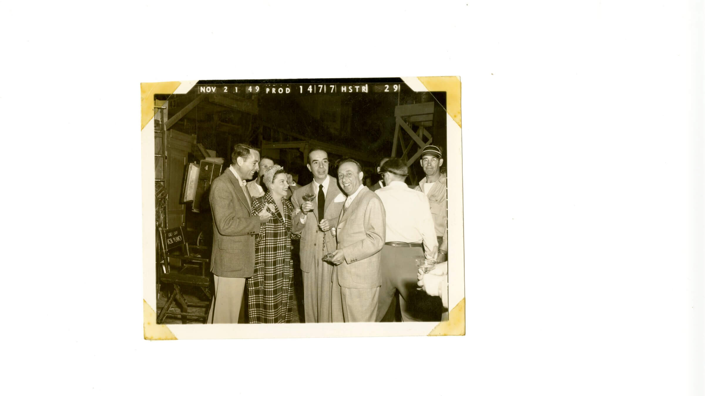 First day of filming on Summer Stock. Left to right: Chuck Walters, Judy Garland, Vincente Minnelli and Joe Pasternak.