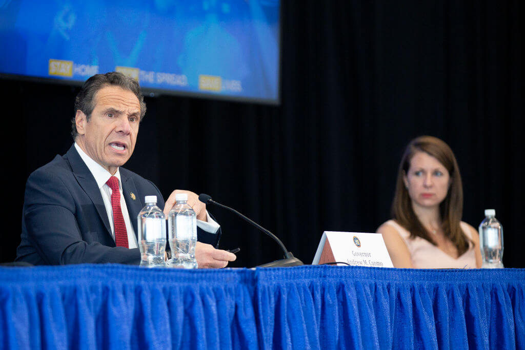 Then Gov. Andrew Cuomo and his secretary Melissa DeRosa on April 28, 2020.