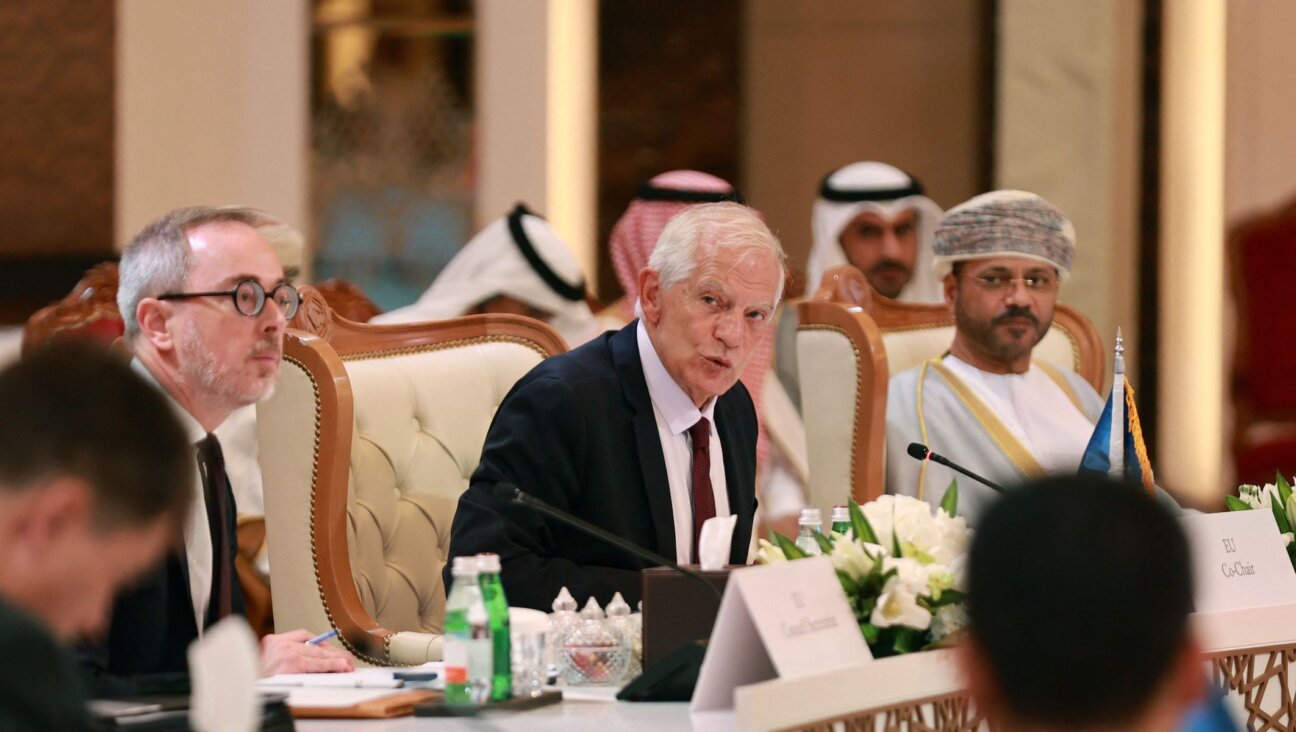 EU High Representative for Foreign Affairs and Security Policy Josep Borrell addresses the Joint Gulf Cooperation Council in Muscat, Oman, Oct. 10, 2023. (AFP via Getty Images)