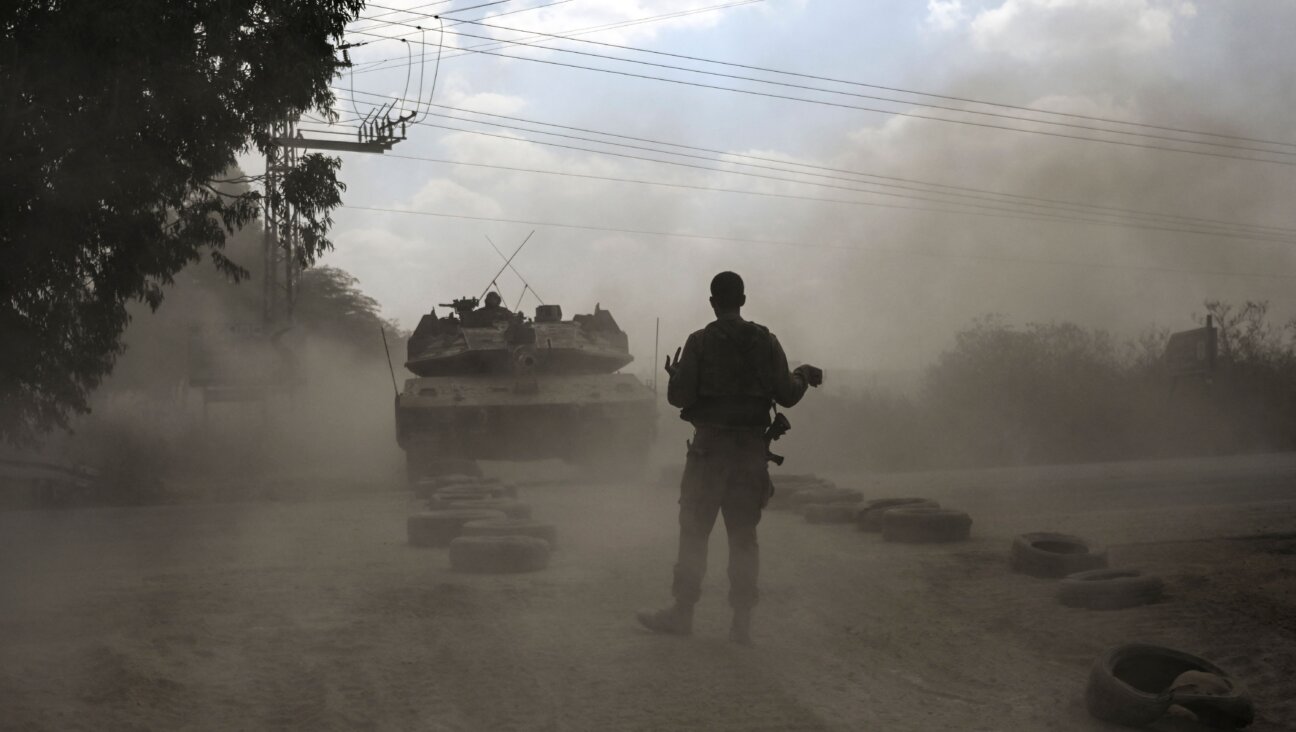 An Israeli tank is deployed along the Gaza border.