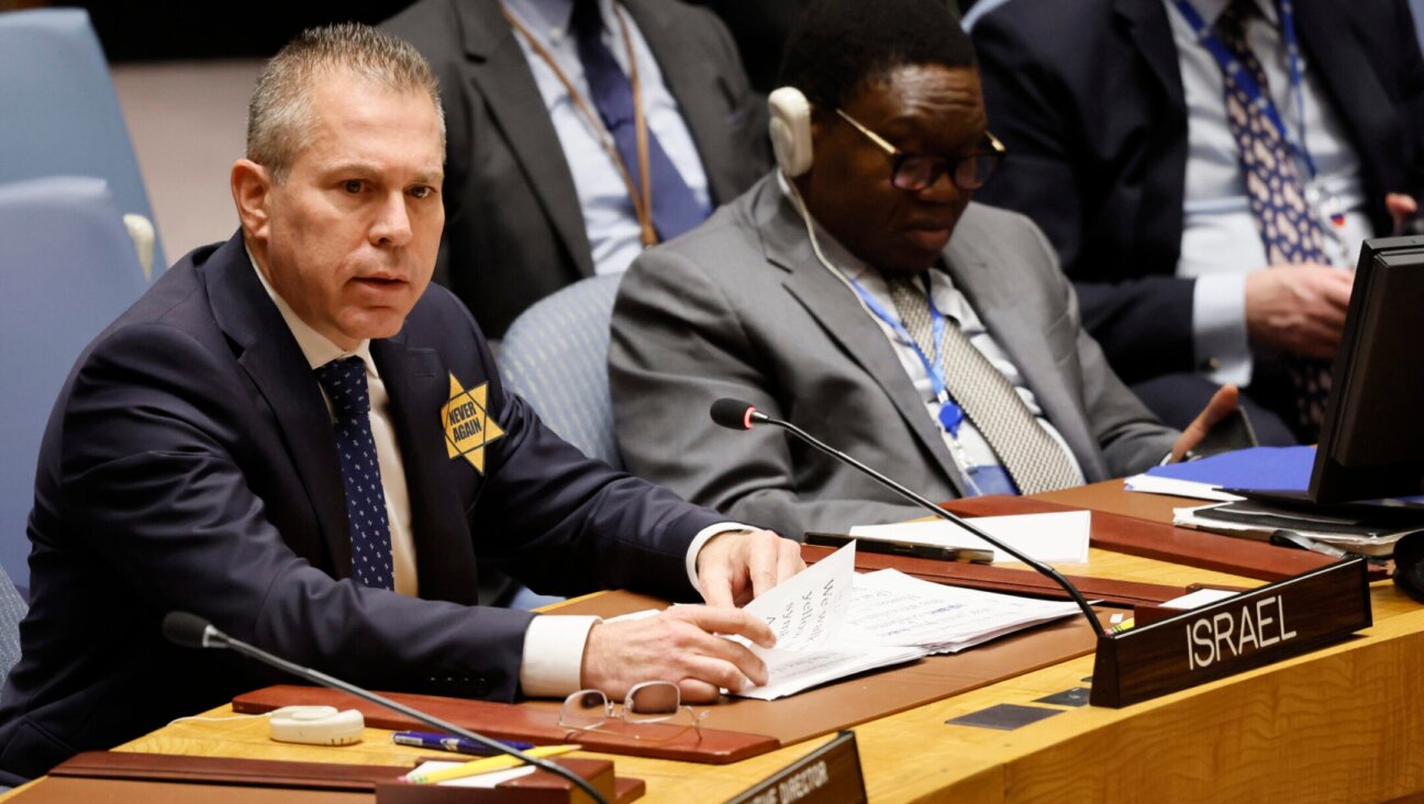 NEW YORK, NEW YORK – OCTOBER 30: Israeli United Nations Ambassador Gilad Erdan speaks during a Security Council meeting on the Israel-Hamas war at U.N. headquarters on October 30, 2023 in New York City. The Security Council held an emergency meeting requested by the United Arab Emirates seeking a binding resolution demanding that Israel accept a humanitarian pause to the fighting as it begins its ground operation in Gaza. Under-Secretary-General for Humanitarian Affairs and Emergency Relief Coordinator Martin Griffiths and Commissioner-General of Relief and Works Agency for Palestine Refugees Philippe Lazzarini were called to brief members of the Council regarding the situation on the ground. (Photo by Michael M. Santiago/Getty Images)