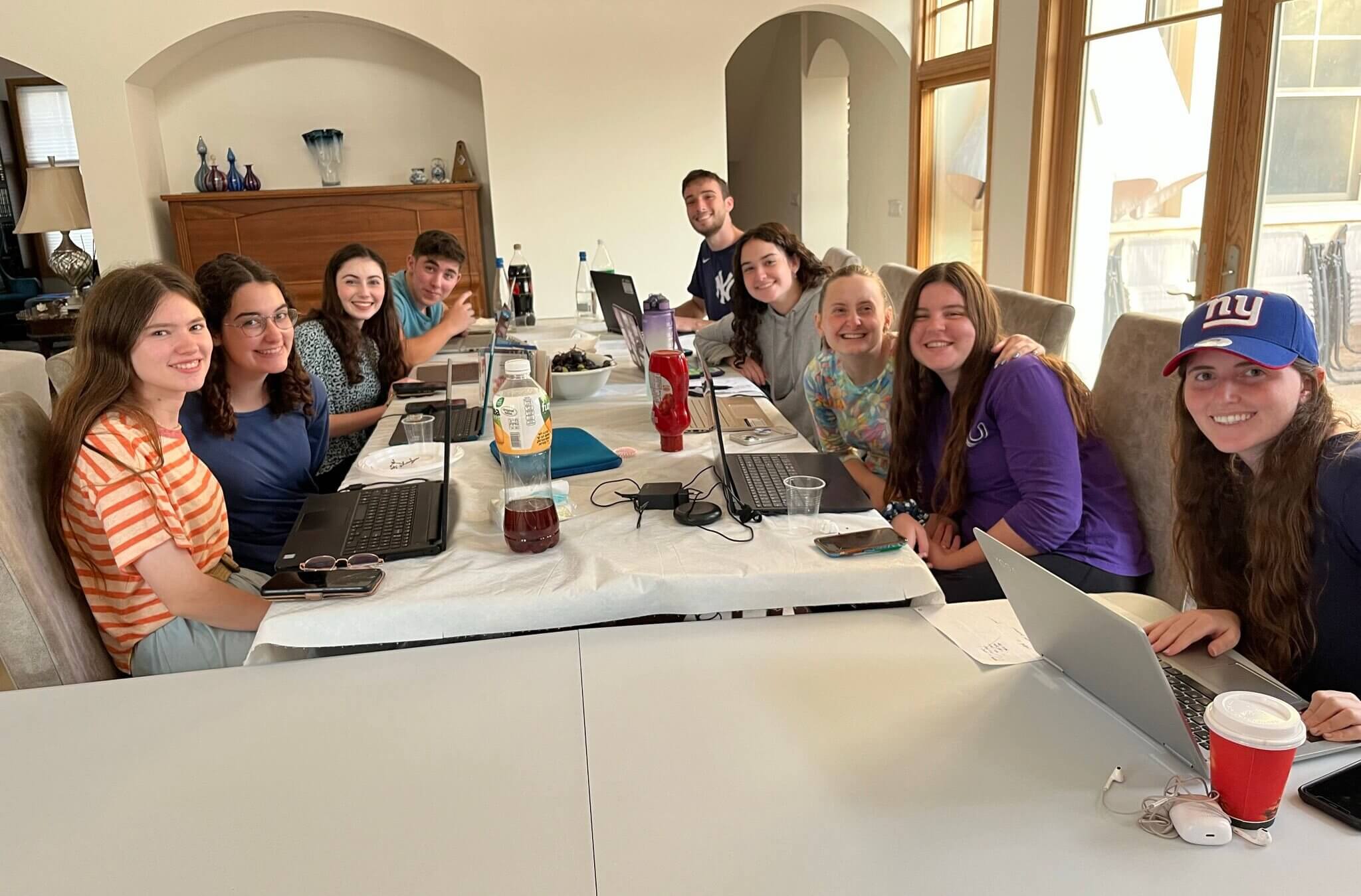 Yigal Marcus' dining room in Hashmonaim, Israel, has been converted to a command center for processing volunteer forms.