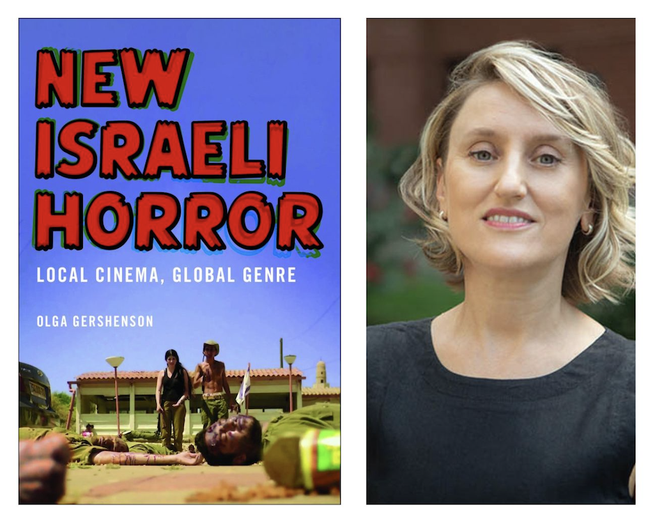 Olga Gershenson with the cover of her new book <i>New Israeli Horror.</i>
