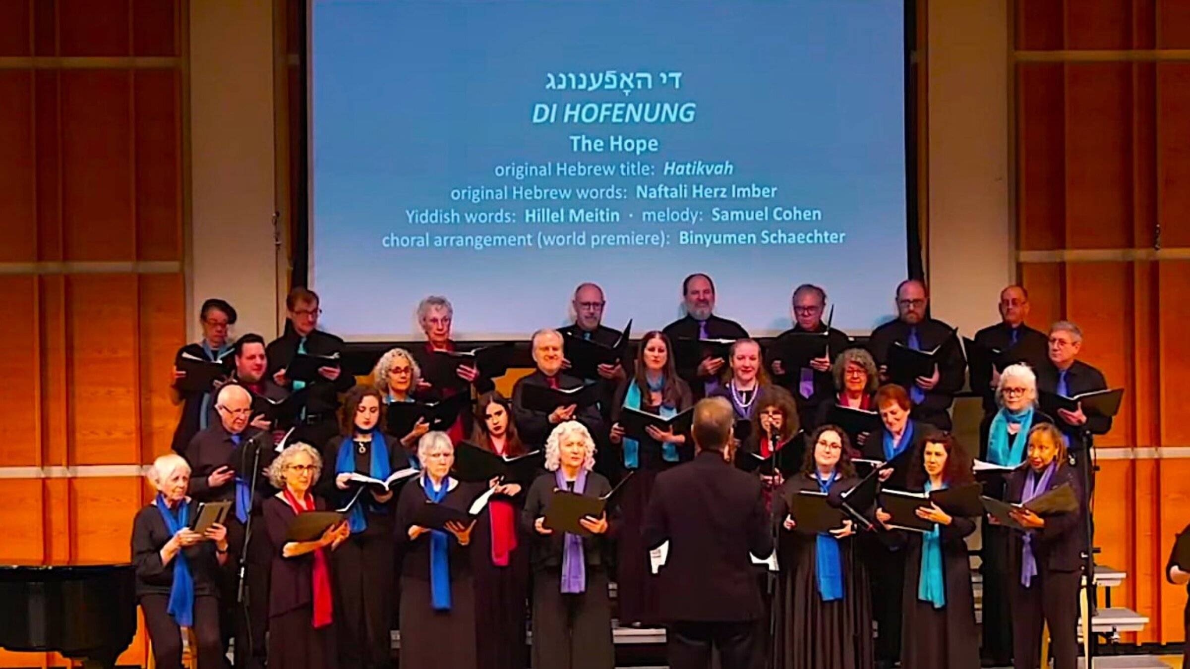 The Yiddish Philharmonic Chorus performing the Yiddish translation of "Hatikvah."