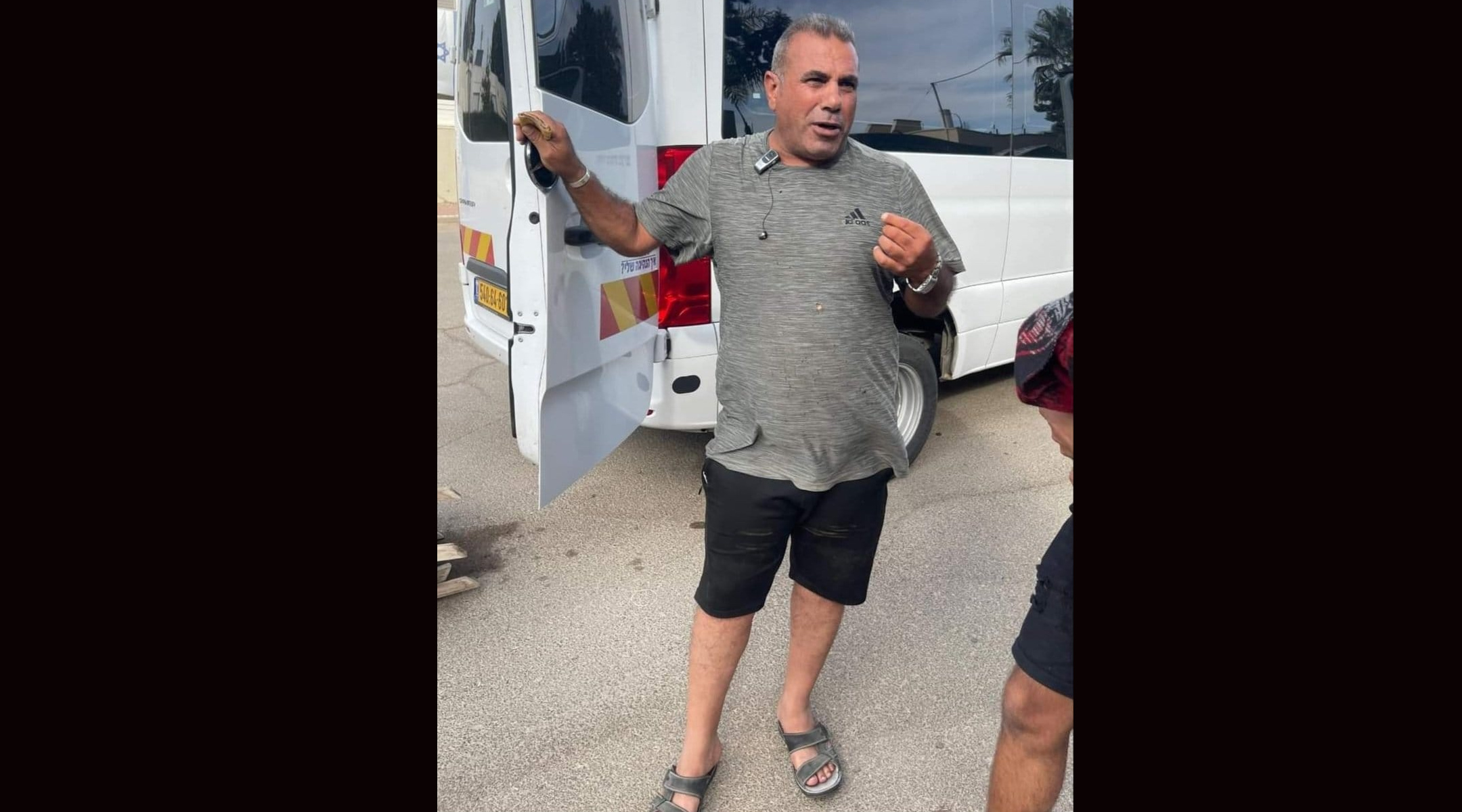 Youssef Ziadna, an Arab Bedouin from the Israeli city of Rahat, shows off his minibus in which he reportedly saved 30 attendees of the Nova dance party after it was attacked by Hamas on Oct. 7, 2023. (Courtesy Ziadna)