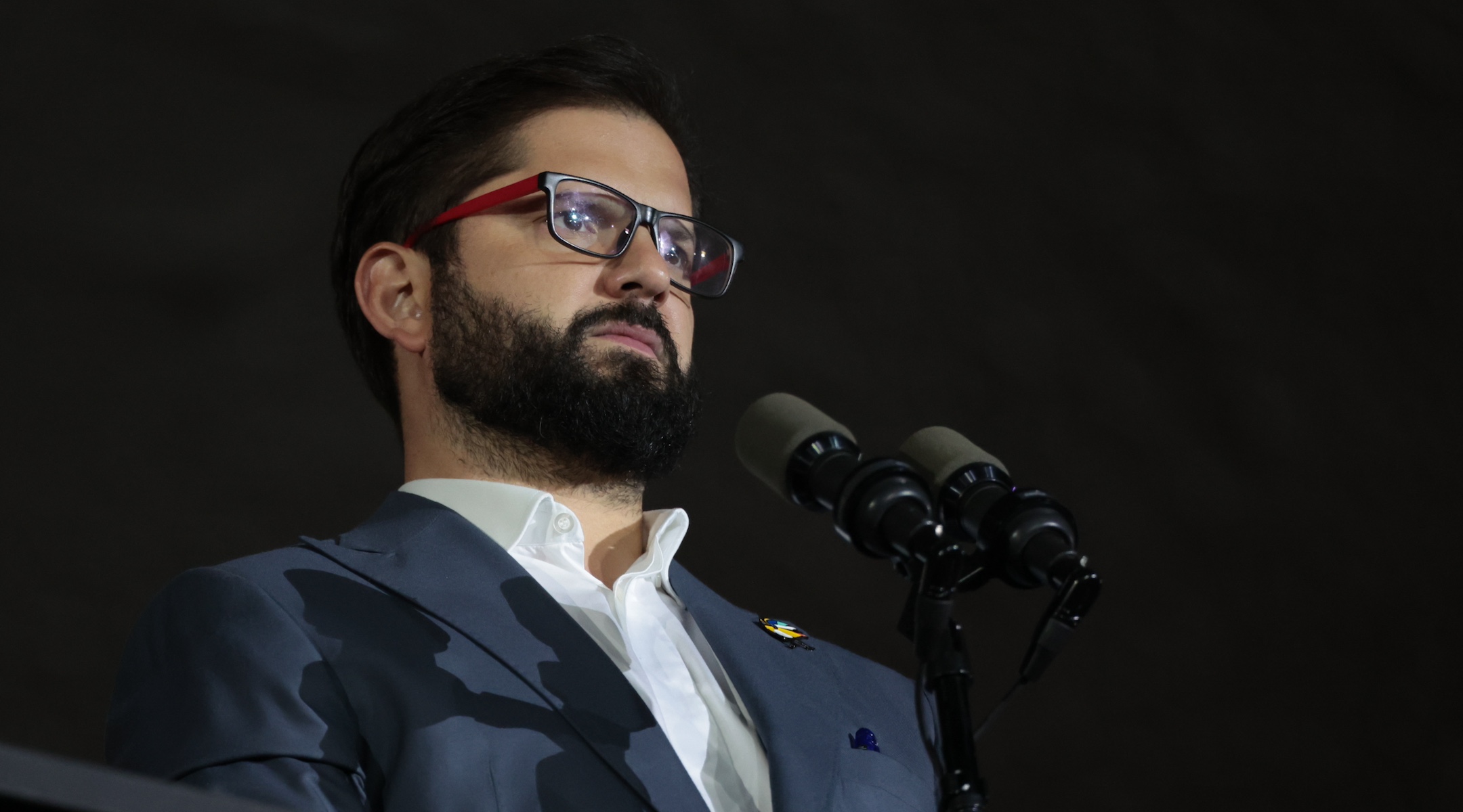 Chilean President Gabriel Boric takes part in the opening ceremony of the Pan American Games in Santiago, Oct. 20, 2023. (Leco Viana/Thenews2/NurPhoto via Getty Images)