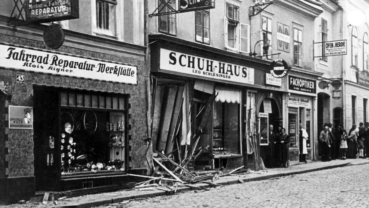 A view of a Jewish-owned shoe store that was destroyed by the Nazis on Kristallnacht in Vienna, Nov. 10, 1938. (History/Universal Images Group via Getty Images)