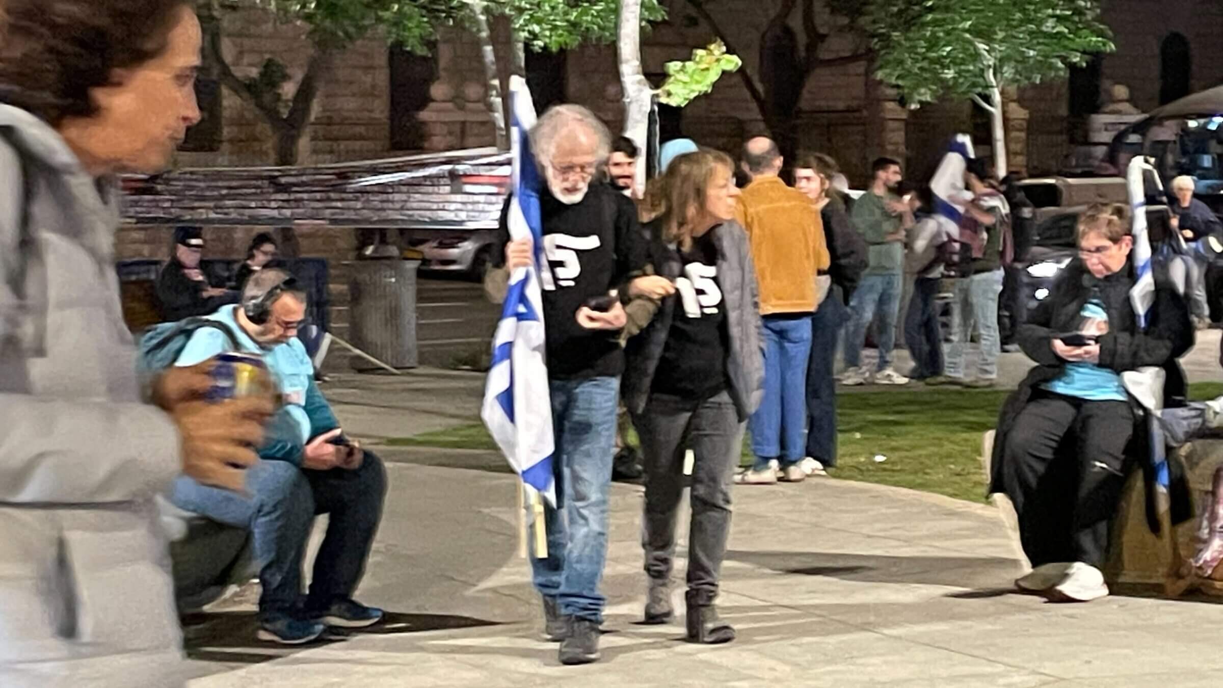 Dani and Miriam Shmulevitz, protesting against Israeli Prime Minister Benjamin Netanyahu in Jerusalem on Nov. 25, 2023.