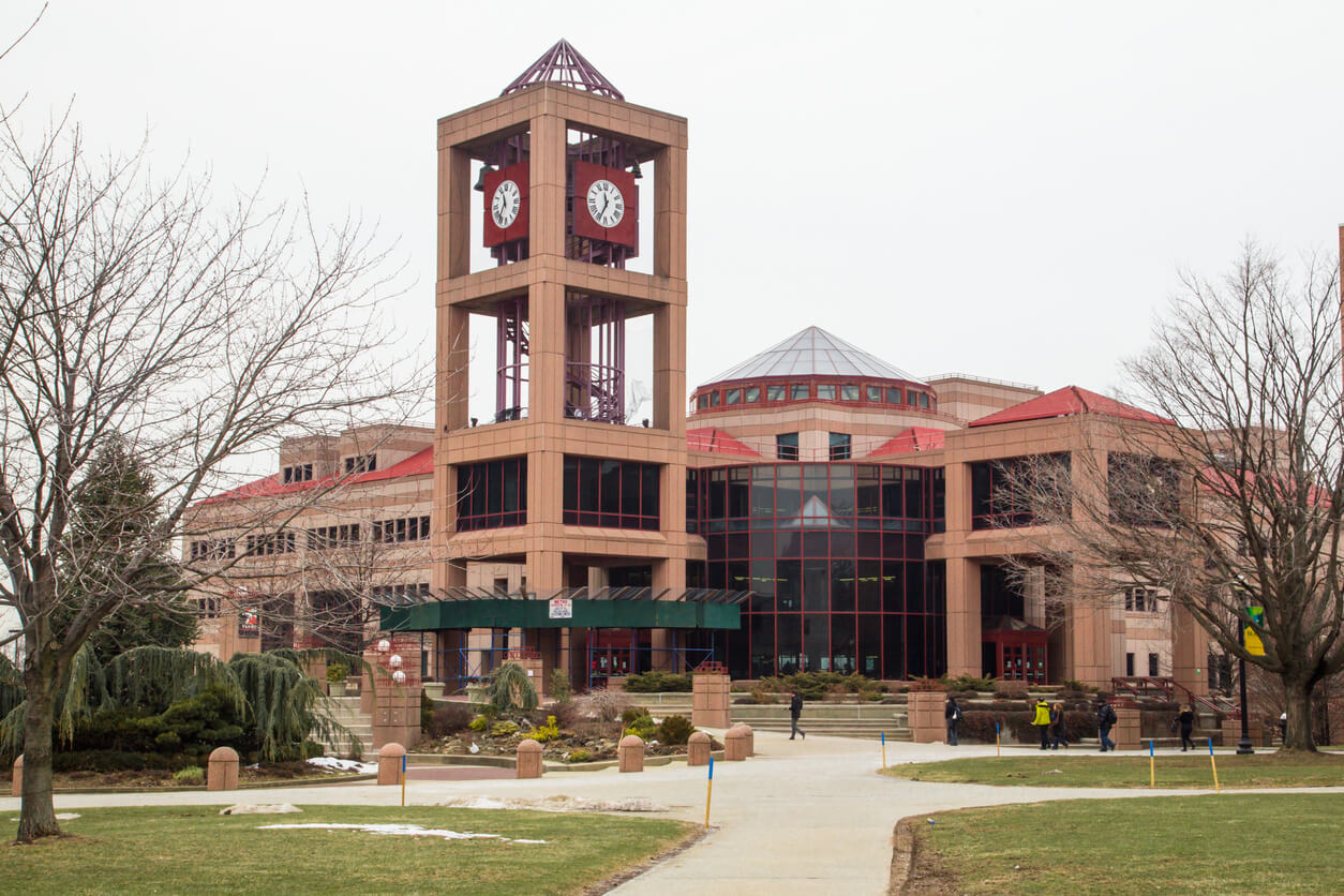 View of  the Rosenthal Library at Queens College in New York.