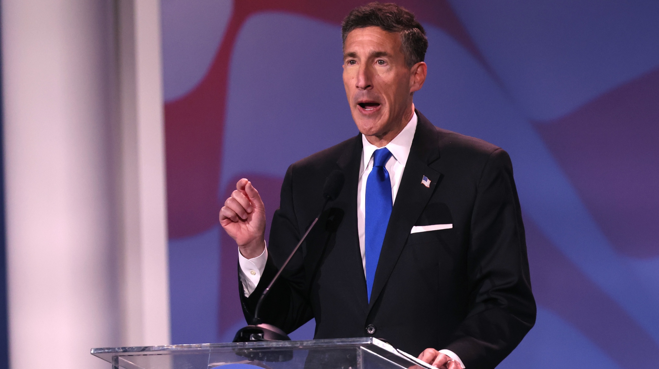 U.S. Rep. David Kustoff, a Tennessee Republican, speaks to guests at the Republican Jewish Coalition annual leadership meeting in Las Vegas, Nov. 19, 2022. (Scott Olson/Getty Images)