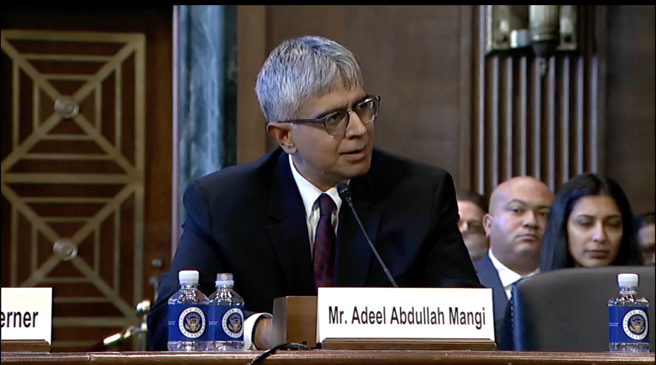 Adeel Mangi testifies before the Senate Judiciary Committee on Capitol Hill, Dec. 13, 2023. (Senate Judiciary Committee/Screenshot)