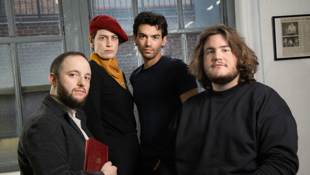 The cast of <i>The Gospel According to Chaim</i> from left to right: Mikhl Yashinsky, Melissa Weisz,  Sruli Rosenberg and Joshua Horowitz.