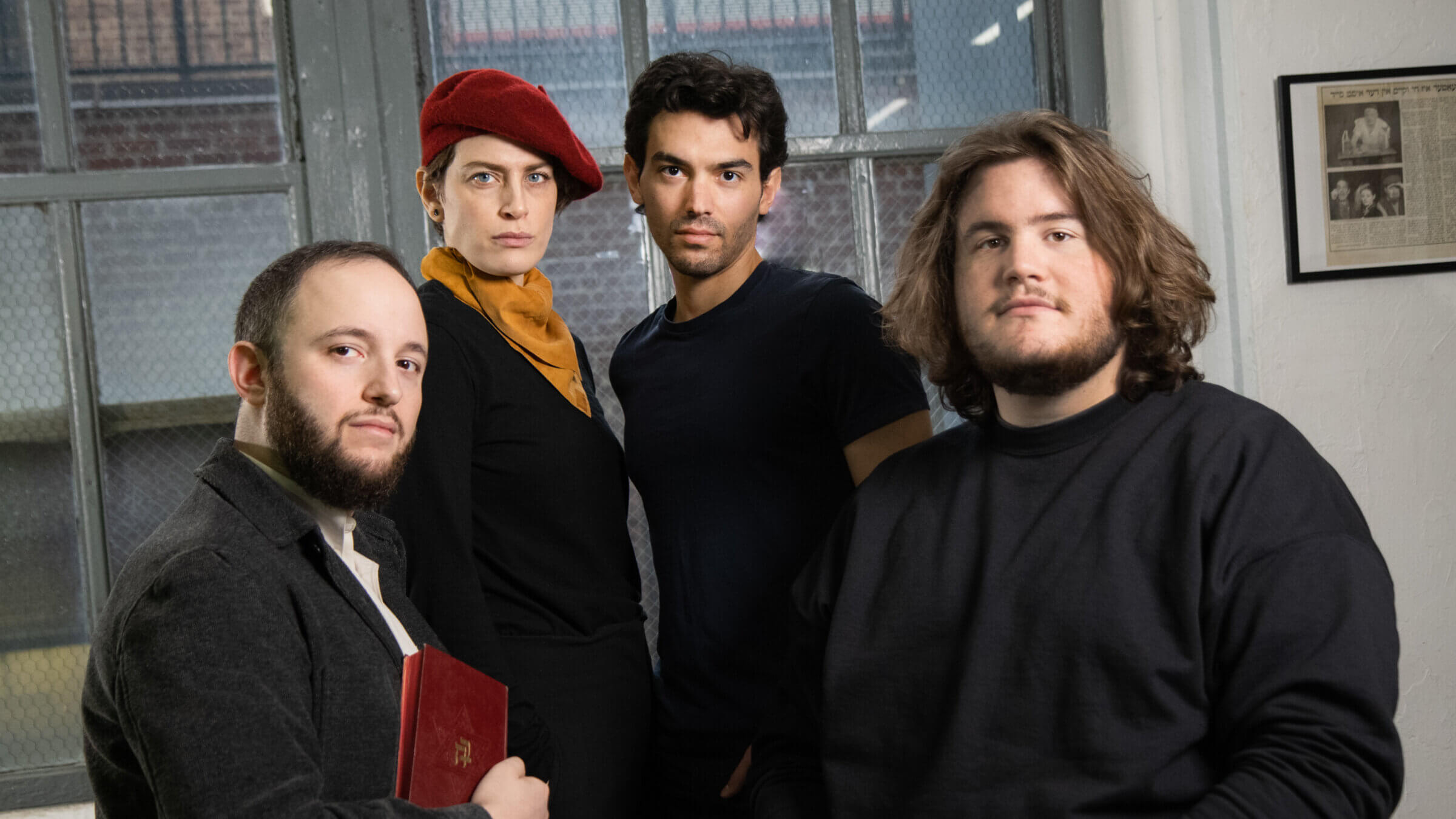 The cast of <i>The Gospel According to Chaim</i> from left to right: Mikhl Yashinsky, Melissa Weisz,  Sruli Rosenberg and Joshua Horowitz.