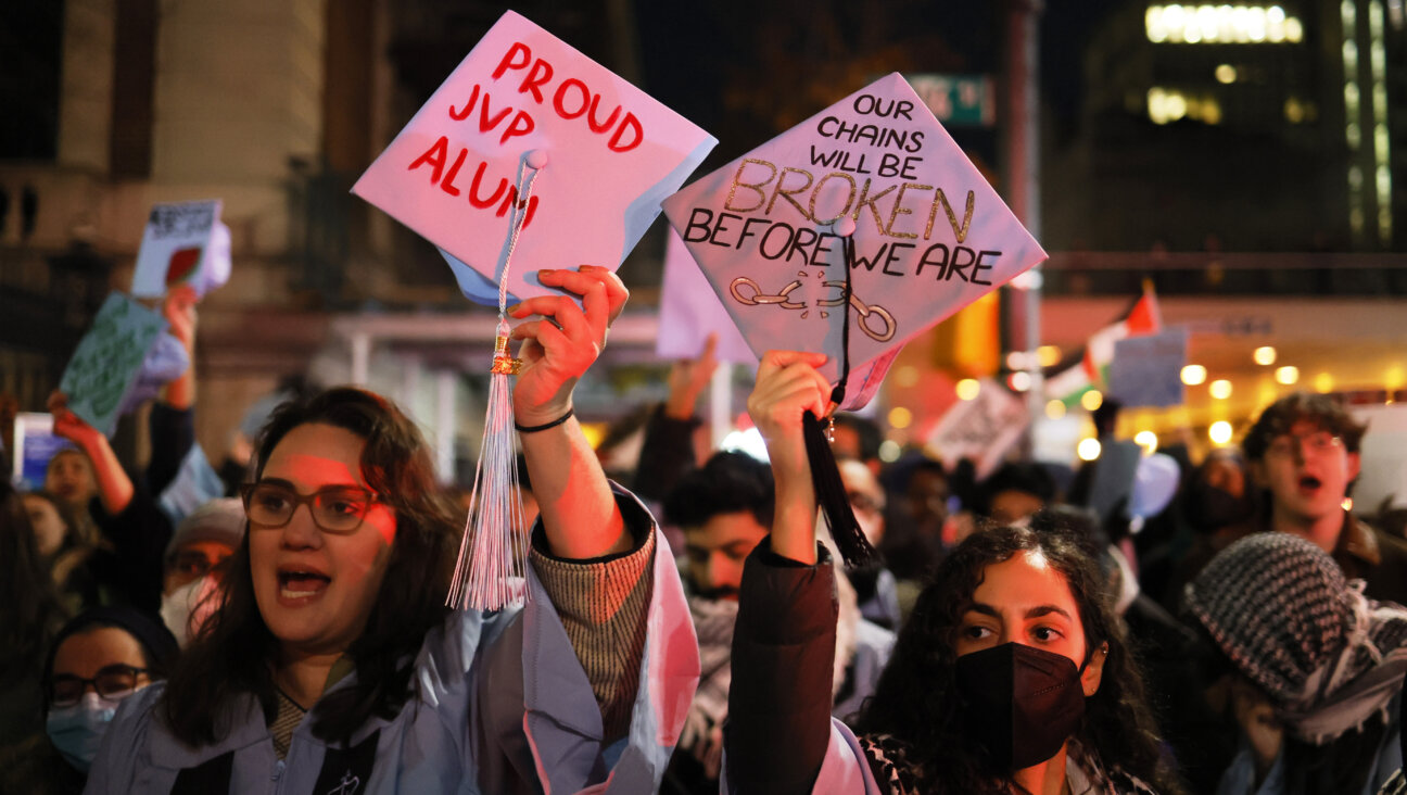 People gather to protest the banning of Students for Justice in Palestine and Jewish Voice for Peace at Columbia University Nov. 20. 