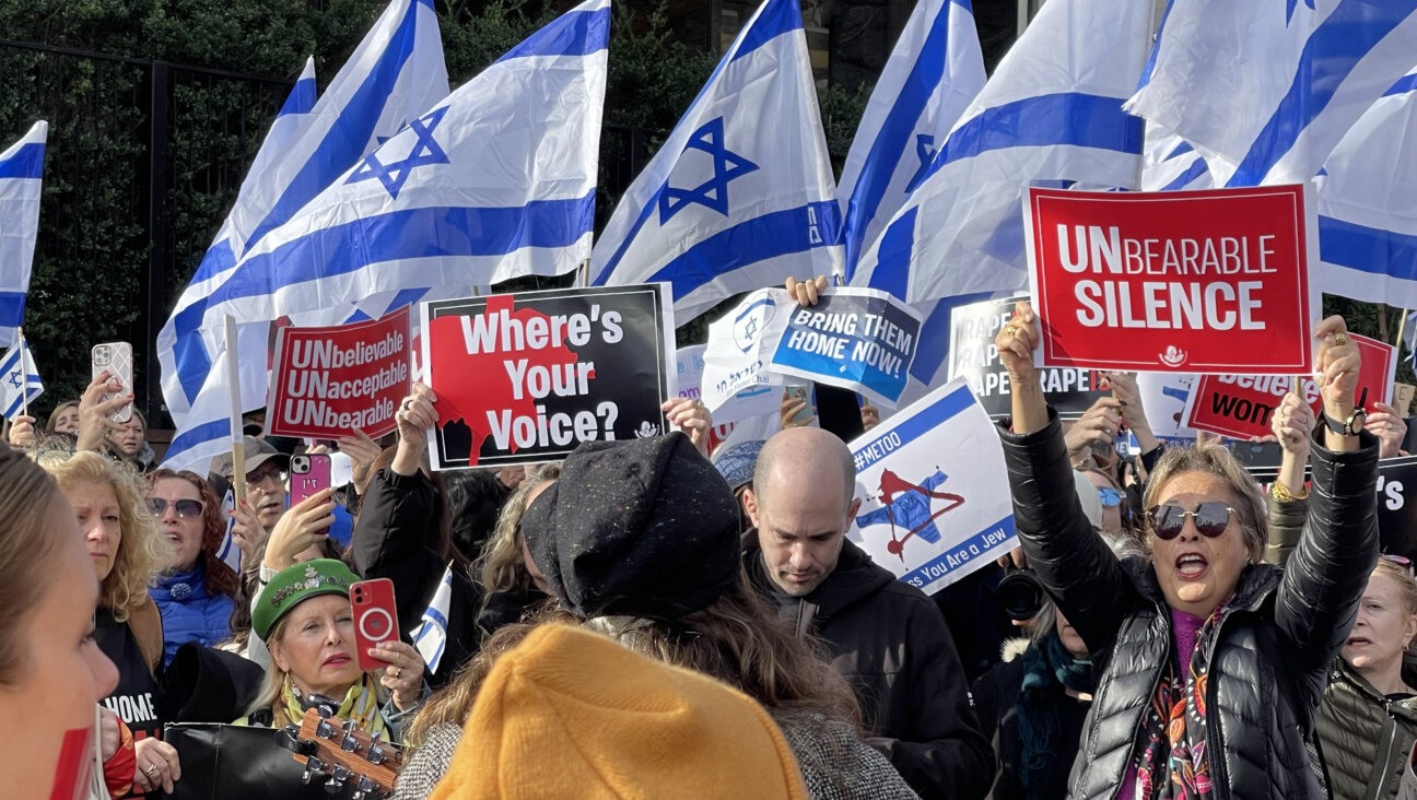 Protesters gathered outside the UN against sexual violence Oct. 7.