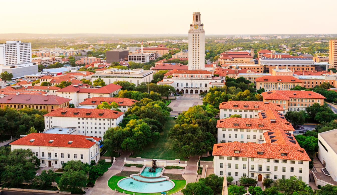 University of Texas Austin campus at sunset.