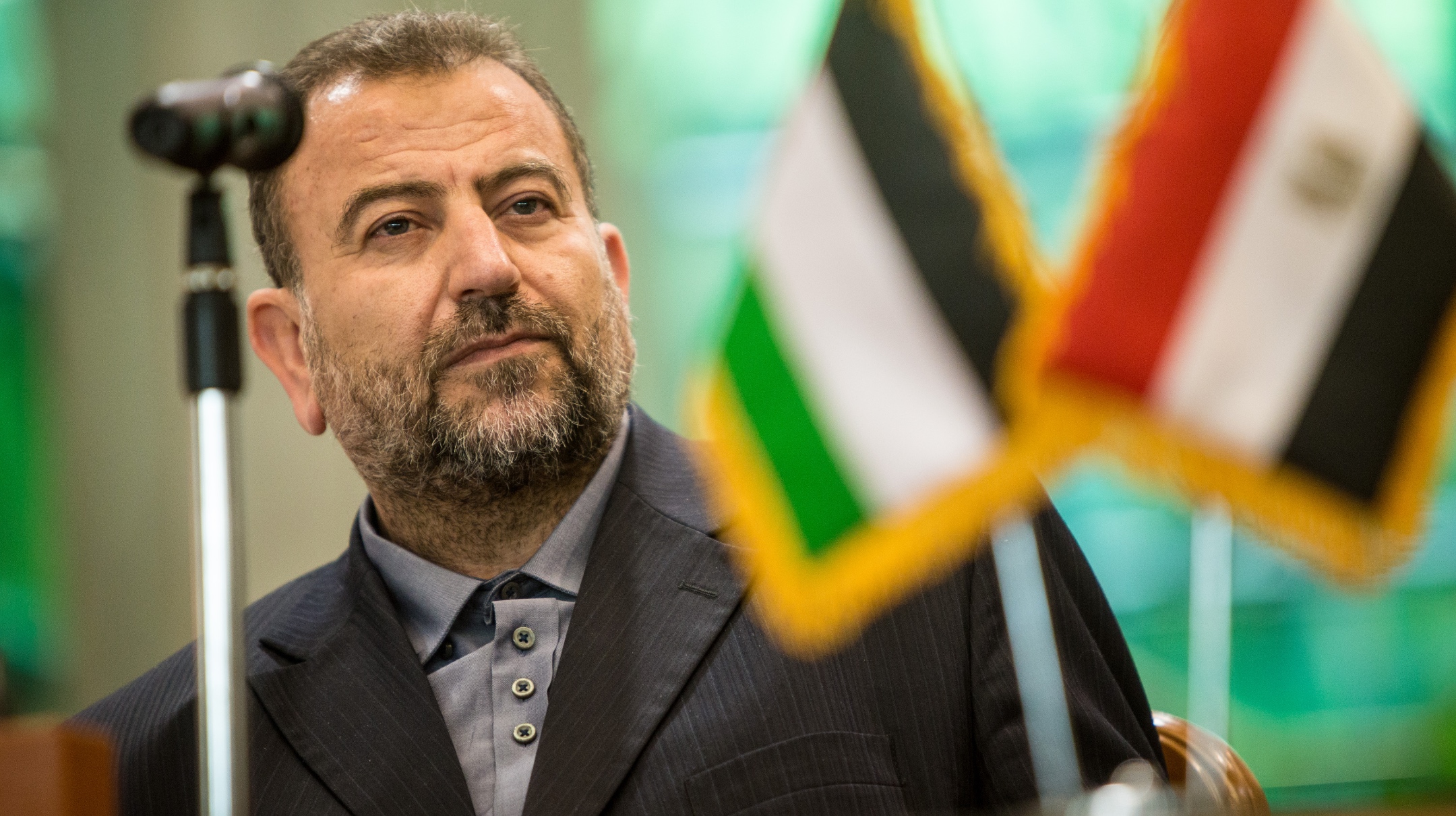 Hamas's new deputy leader Salah al-Aruri is pictured during the signing of a reconciliation deal between the Islamic Resistence Movement (Hamas) and Fatah in Cairo, Oct. 12, 2017.